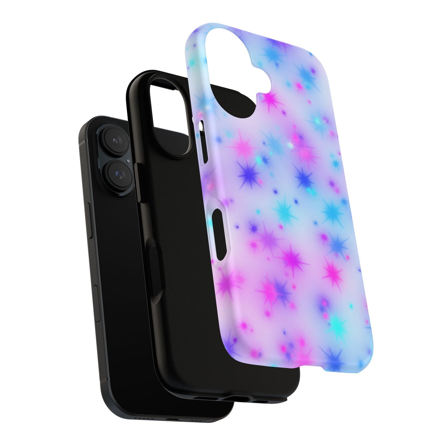 Galaxy Starburst Tough Phone Case — Pastel Pink & Blue Sparkle Protective Cover