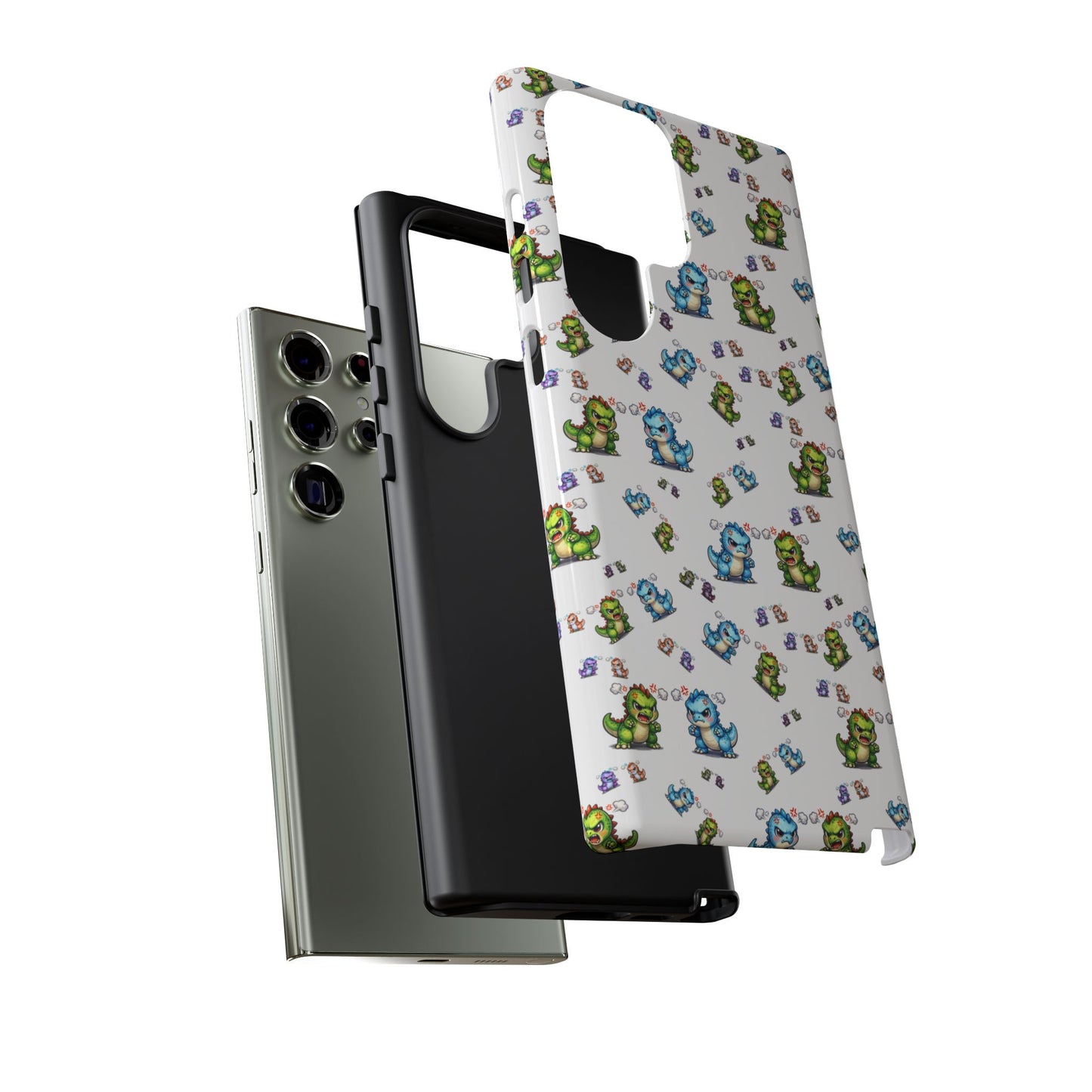 Cute Dino Pattern Phone Case — Playful Cartoon Dinosaur Tough Phone Cover