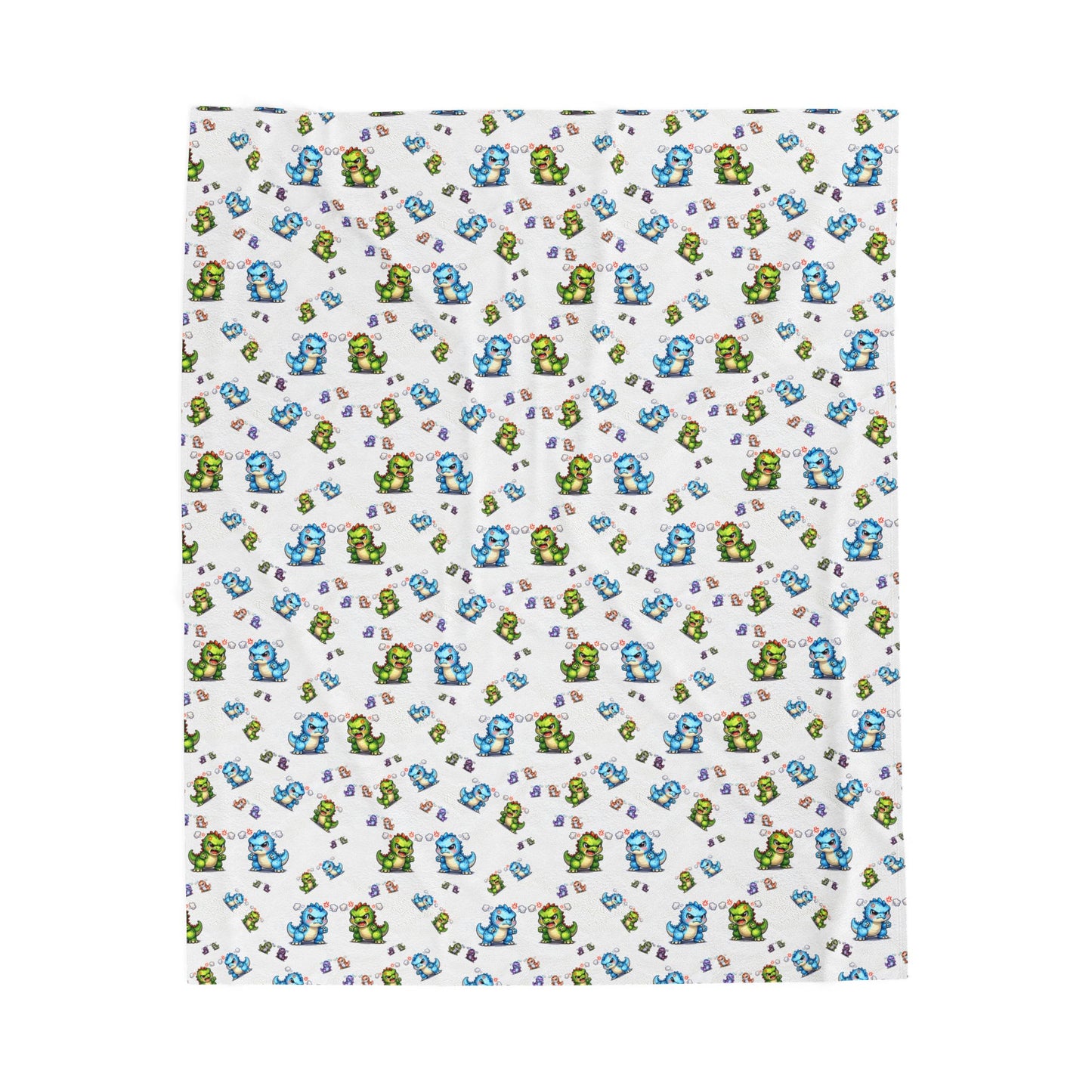 Plush Blanket — Cute Dino Pattern Velveteen Throw