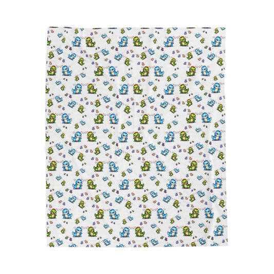 Plush Blanket — Cute Dino Pattern Velveteen Throw