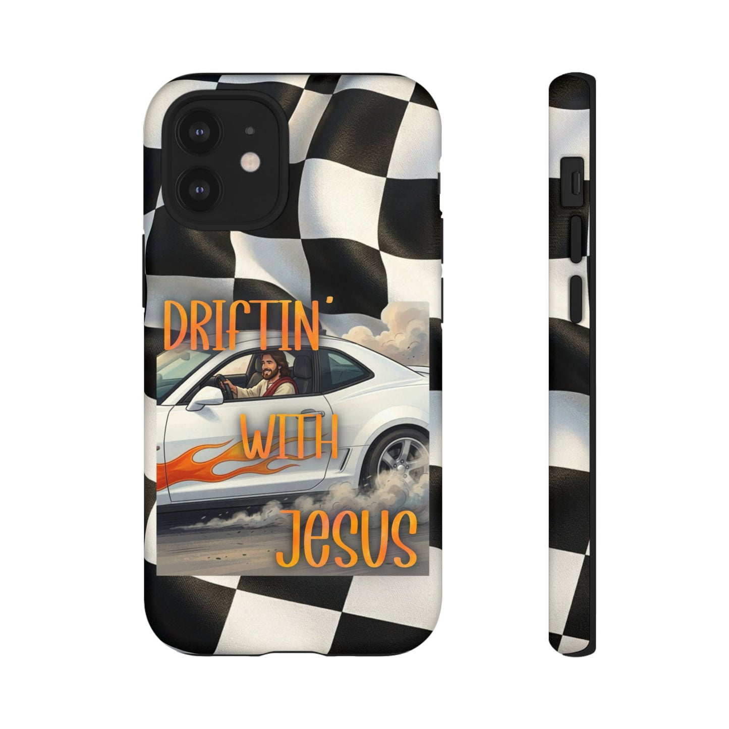Phone Case — "Driftin' with Jesus" Racing Flag Design- iPhone