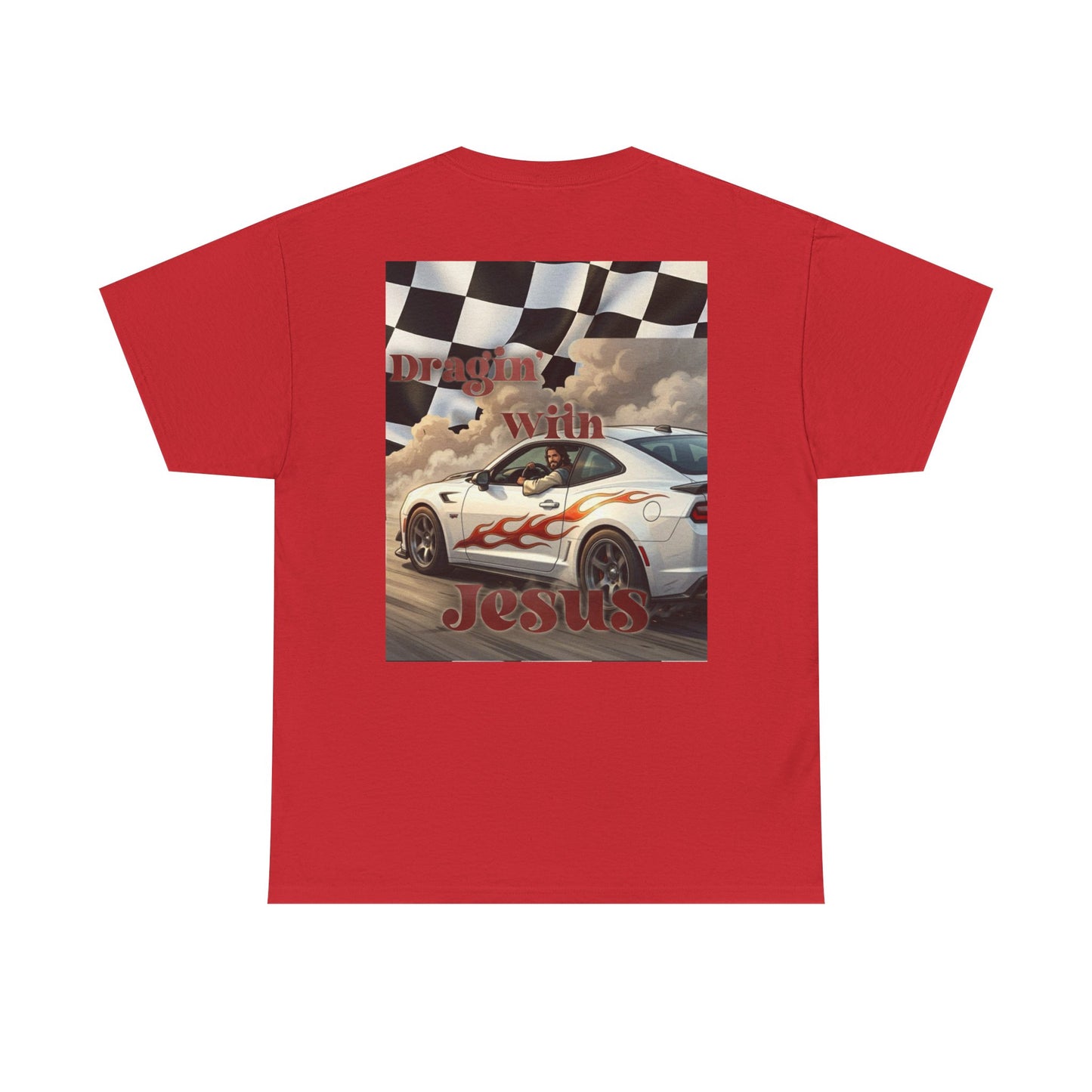 T-Shirt — "Dragin' With Jesus" Retro Racing Graphic Tee