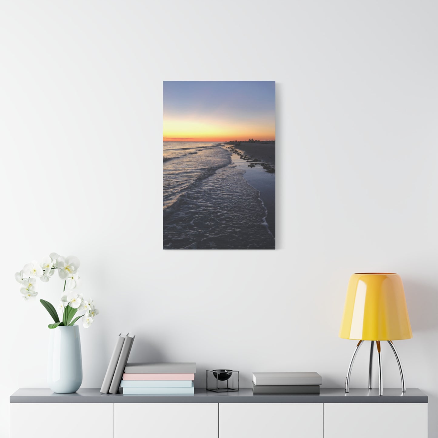Sunset Beach Canvas Print — Coastal Wall Art for Living Room & Bedroom