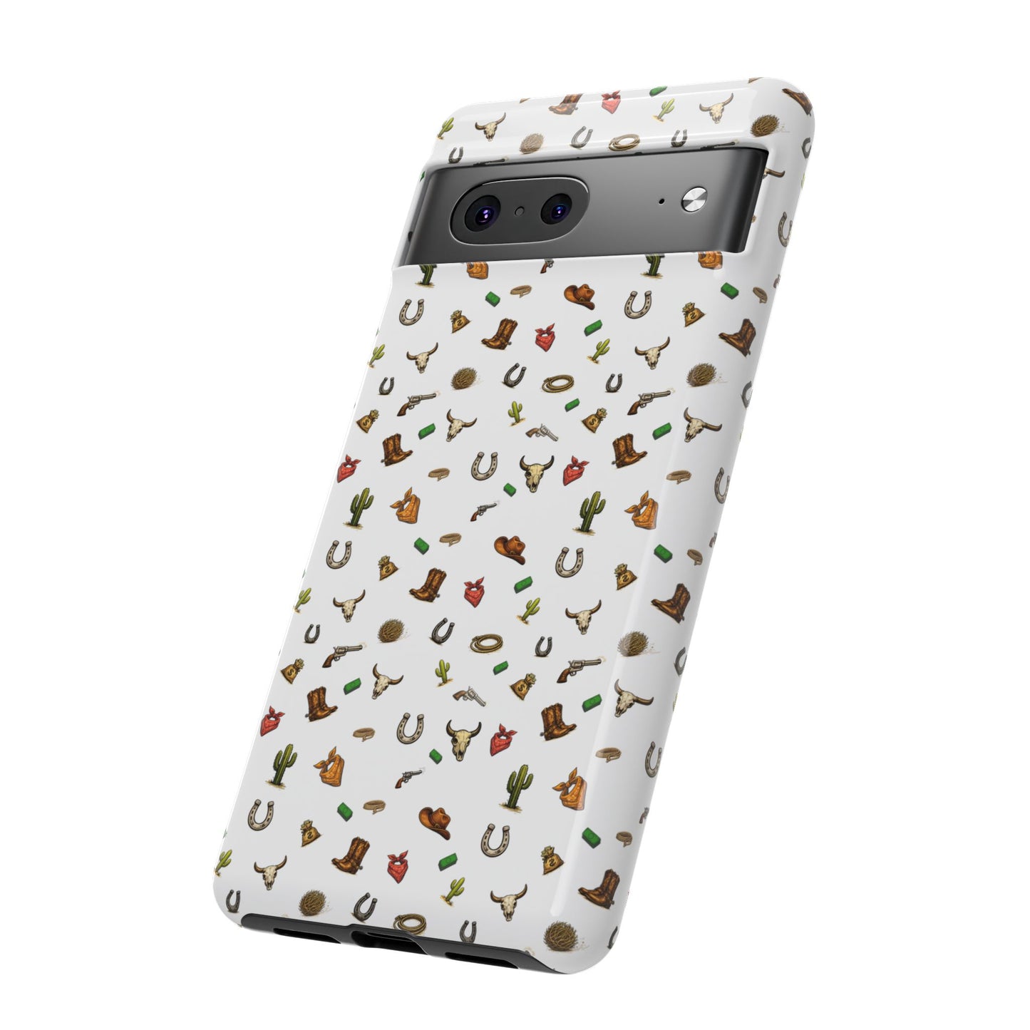Western Pattern Phone Case — Cowboy Boots, Hats, Horseshoes & Cactus Tough Case