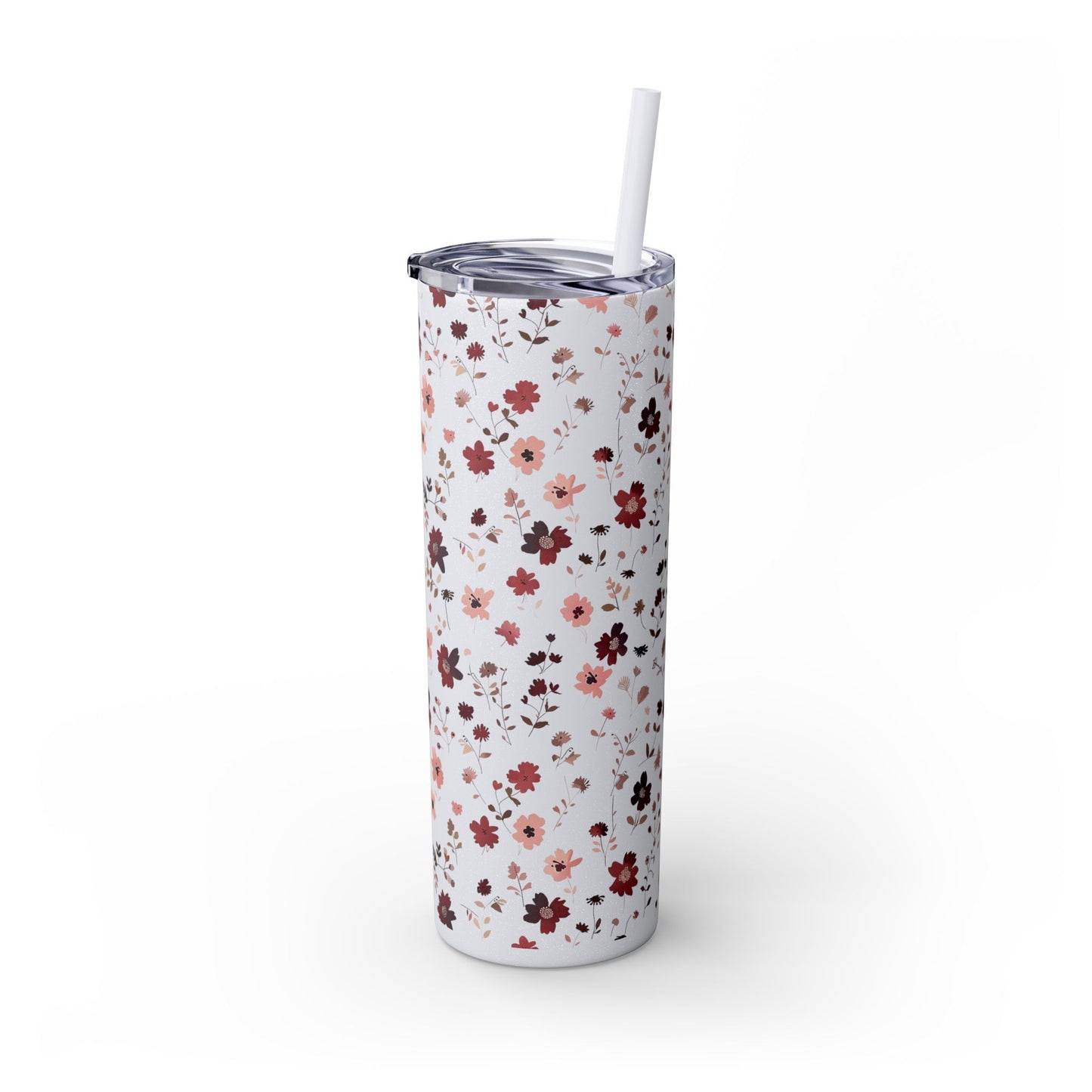 Floral Skinny Tumbler 20oz – Pink Blossom Straw Cup