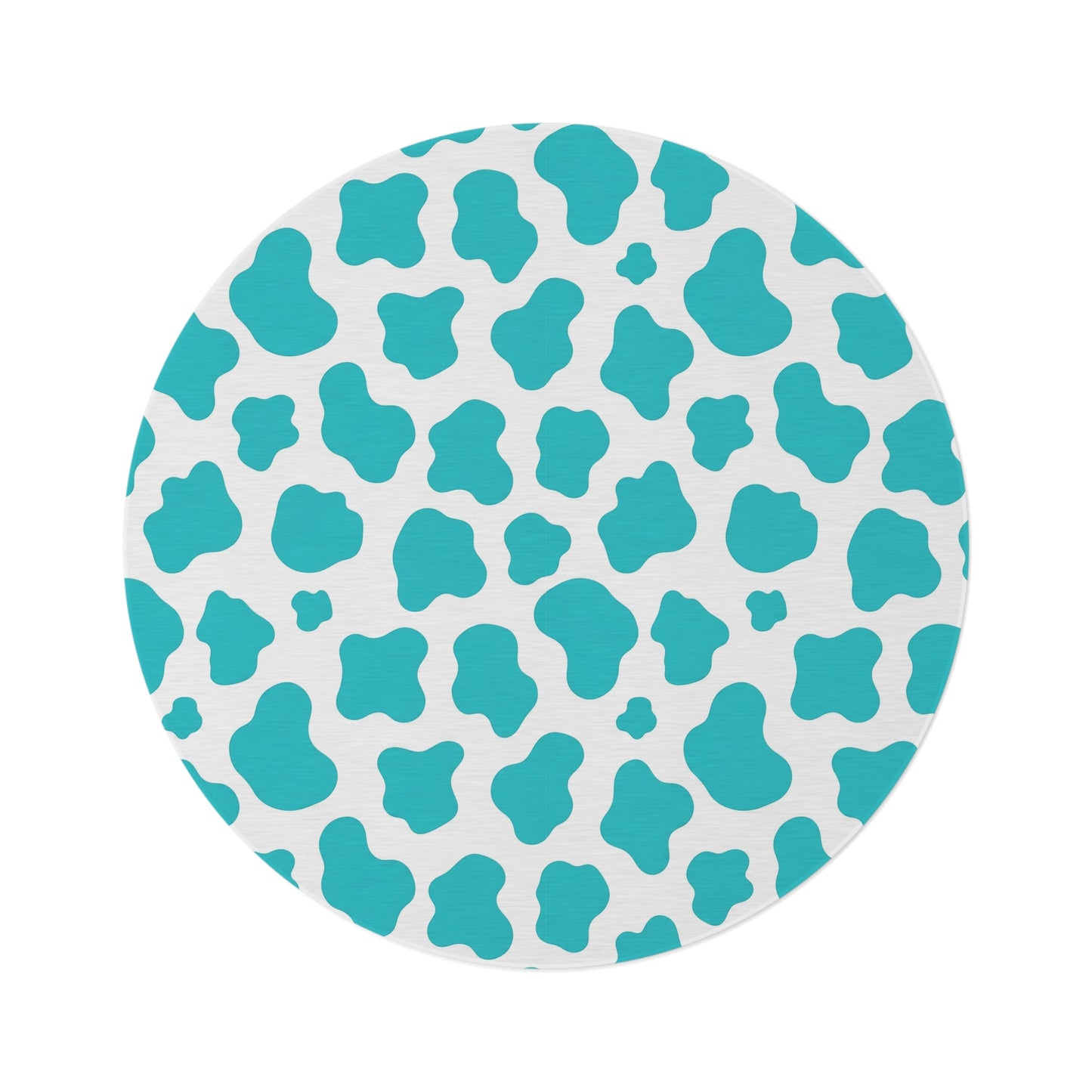 Teal cow print Round Rug — Modern Animal Print Accent Mat