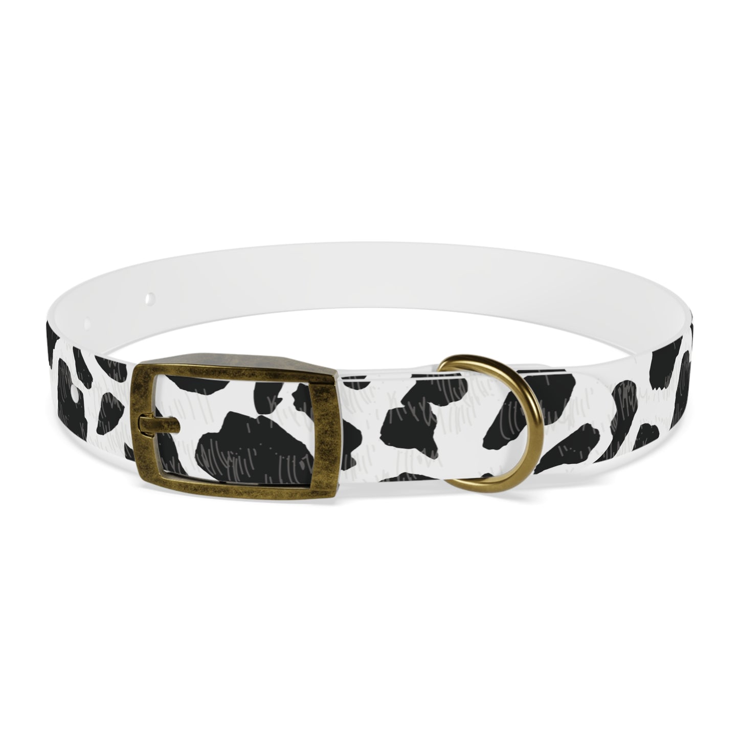 Cow Print Dog Collar — Black & White Spot Pattern