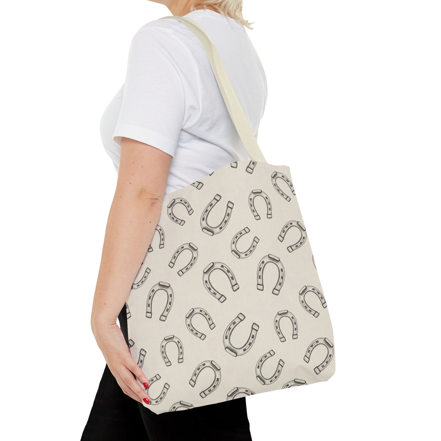 Horseshoe Pattern Tote Bag – Lucky Neutral Printed Canvas Tote