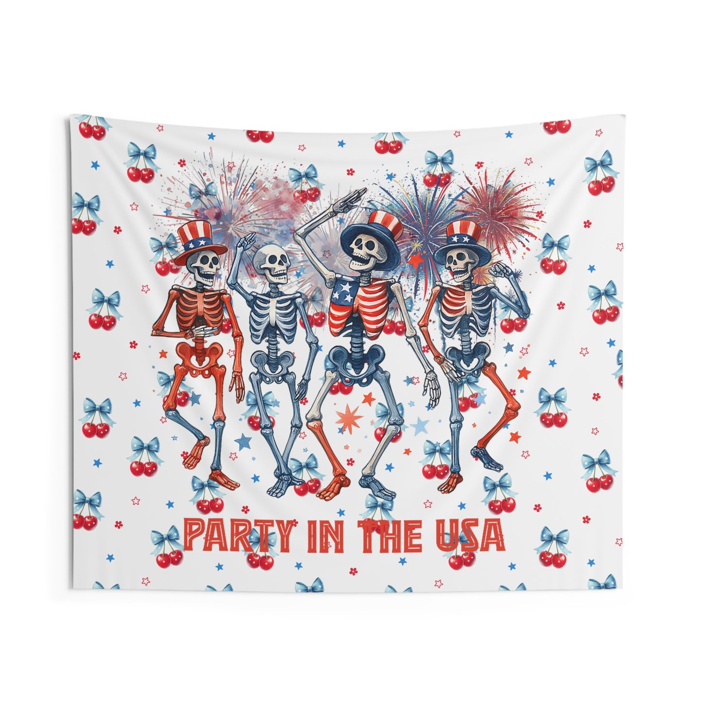 Patriotic Skeletons Tapestry — "Party in the USA" 4th of July Wall Hanging