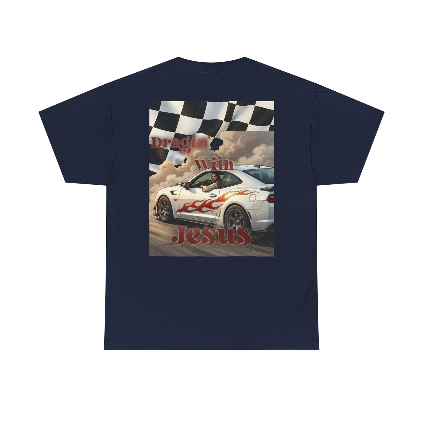 T-Shirt — "Dragin' With Jesus" Retro Racing Graphic Tee