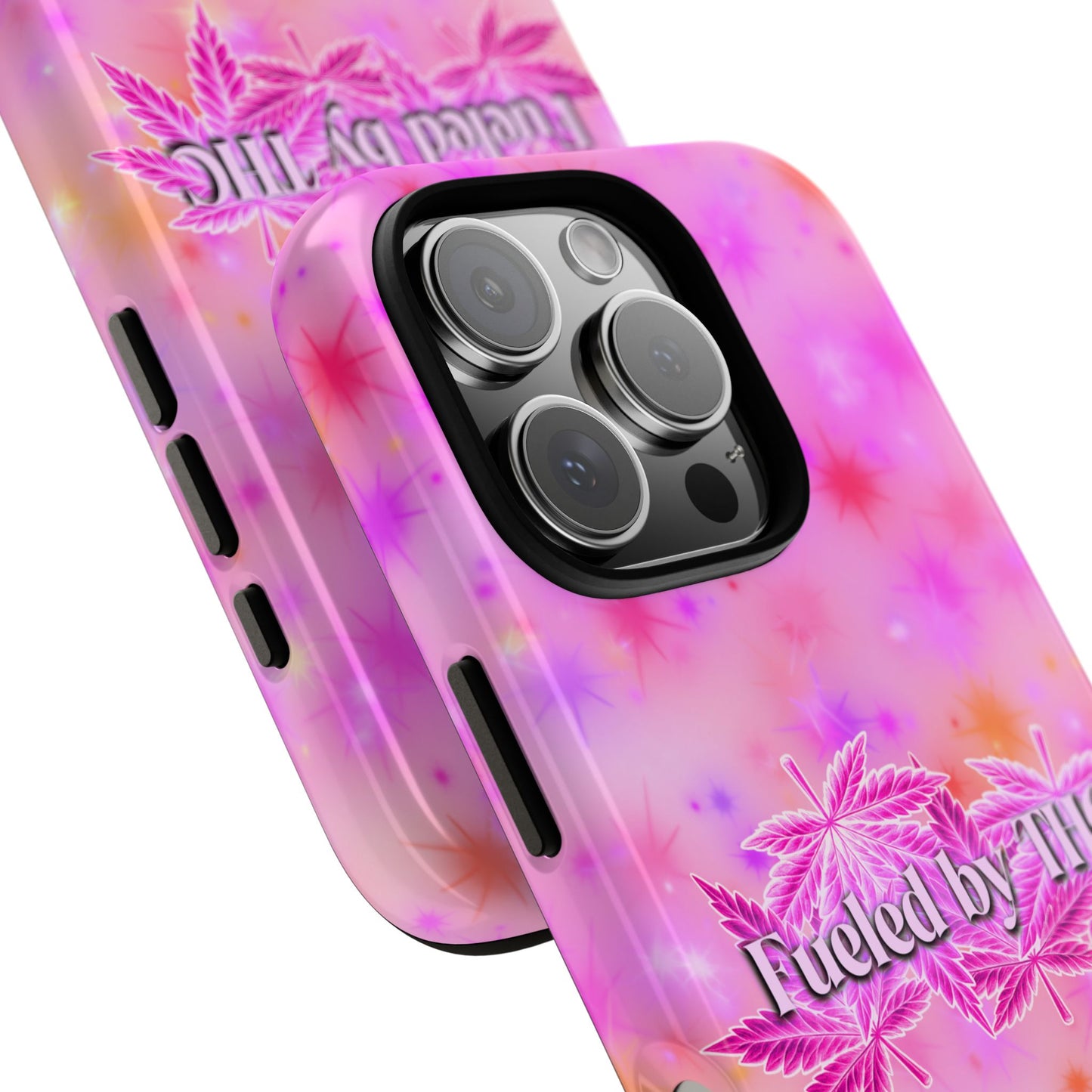 Fueled by THC Phone Case — Pink Cannabis Leaf Protective Case