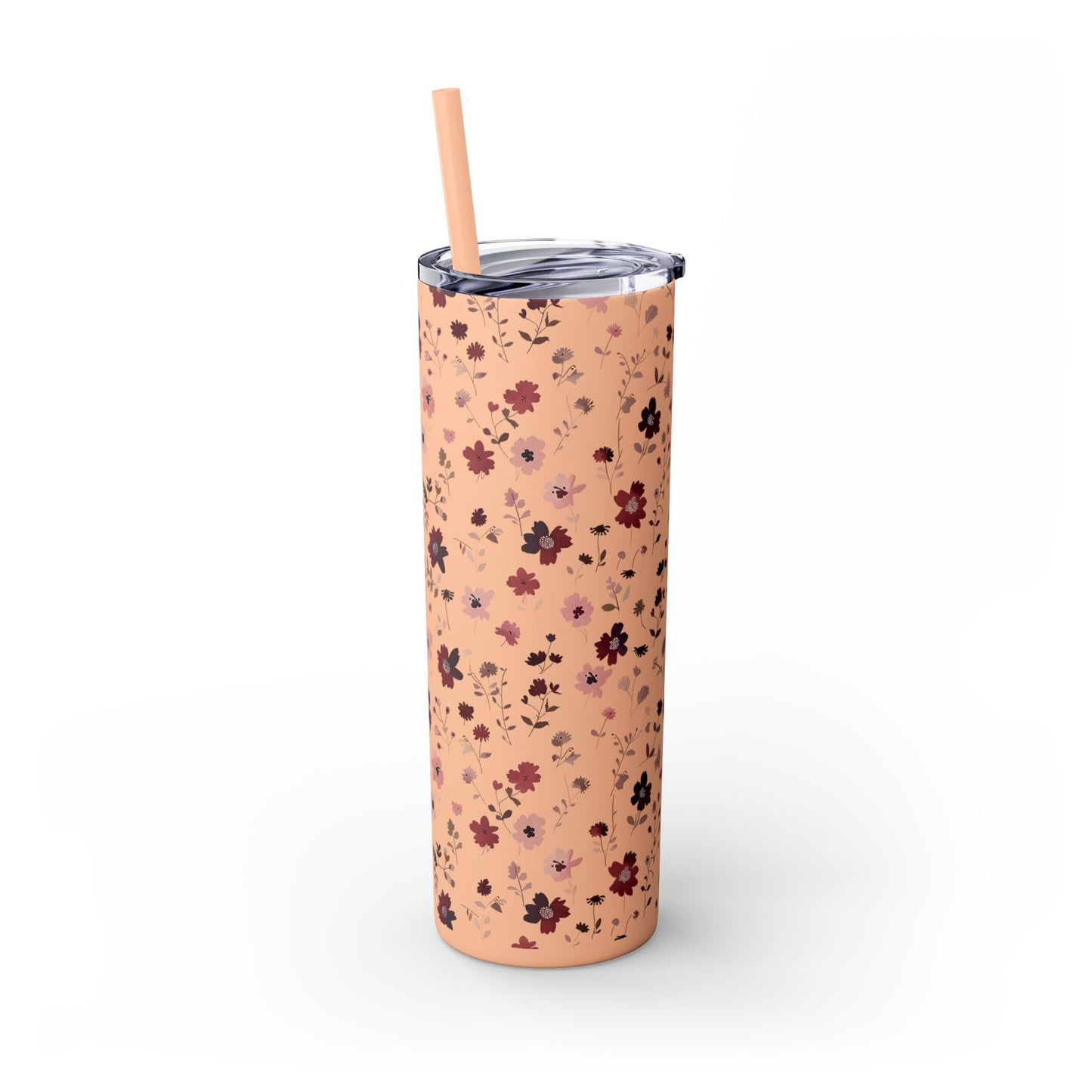 Floral Skinny Tumbler 20oz – Pink Blossom Straw Cup