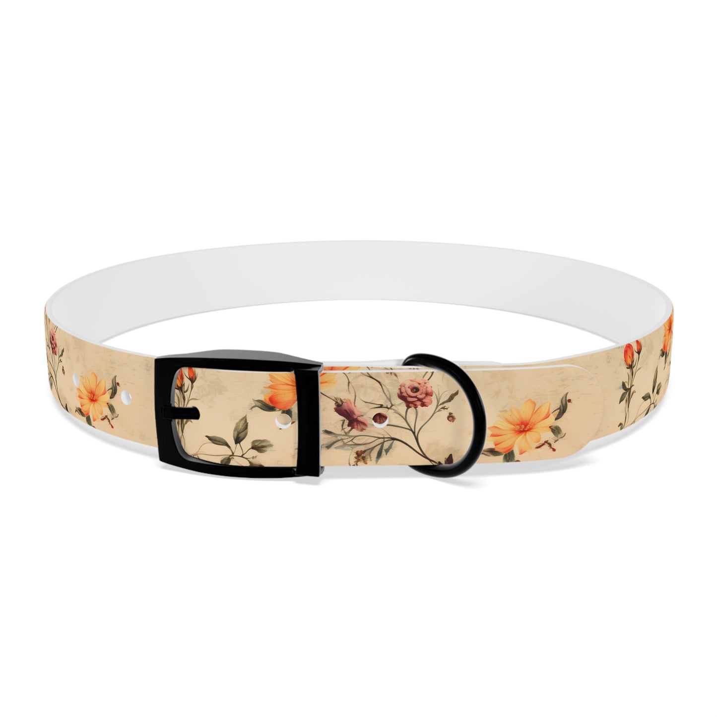 Floral Vintage Dog Collar – Peach Rose Print Pet Collar