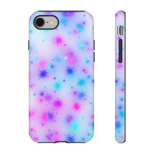 Galaxy Starburst Tough Phone Case — Pastel Pink & Blue Sparkle Protective Cover
