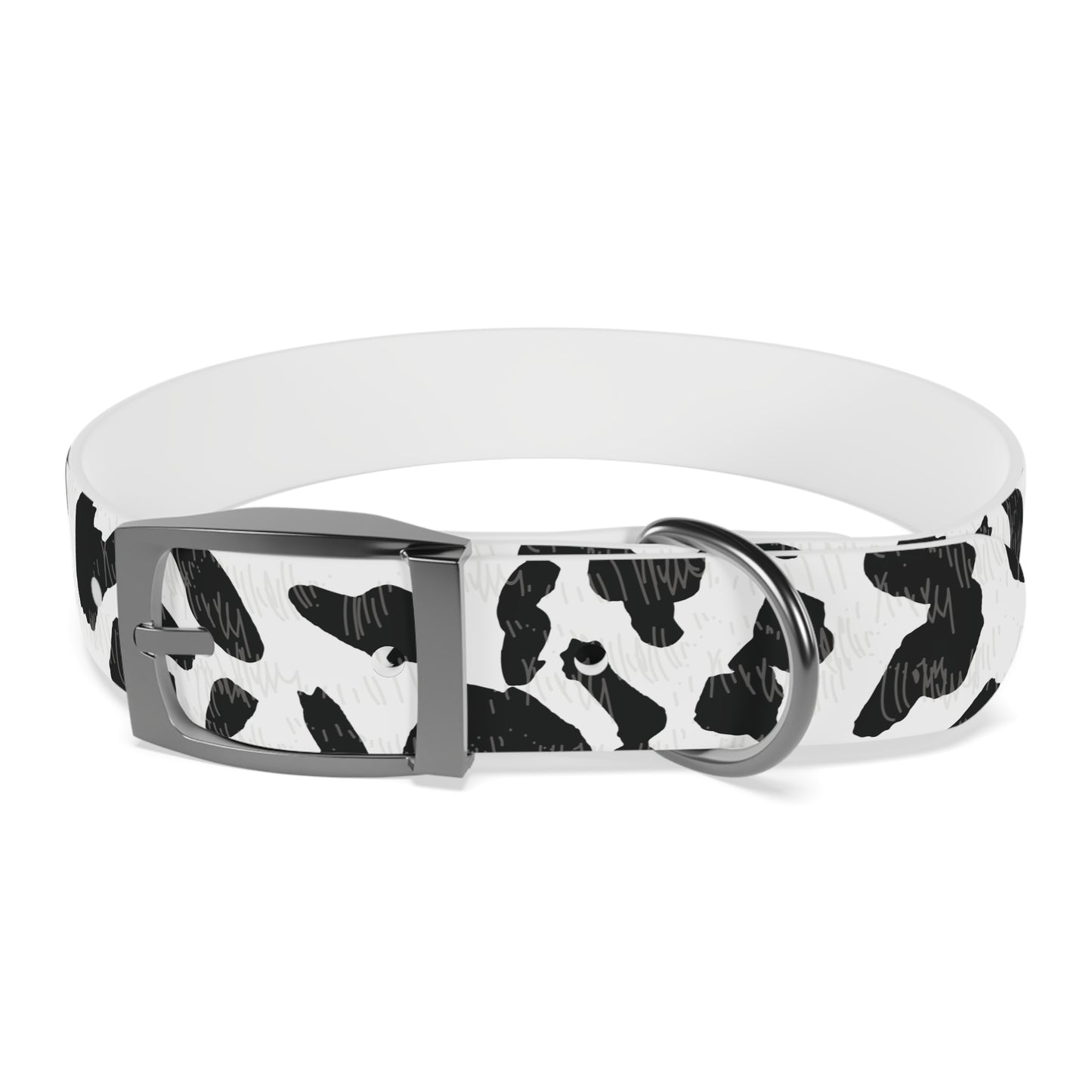 Cow Print Dog Collar — Black & White Spot Pattern