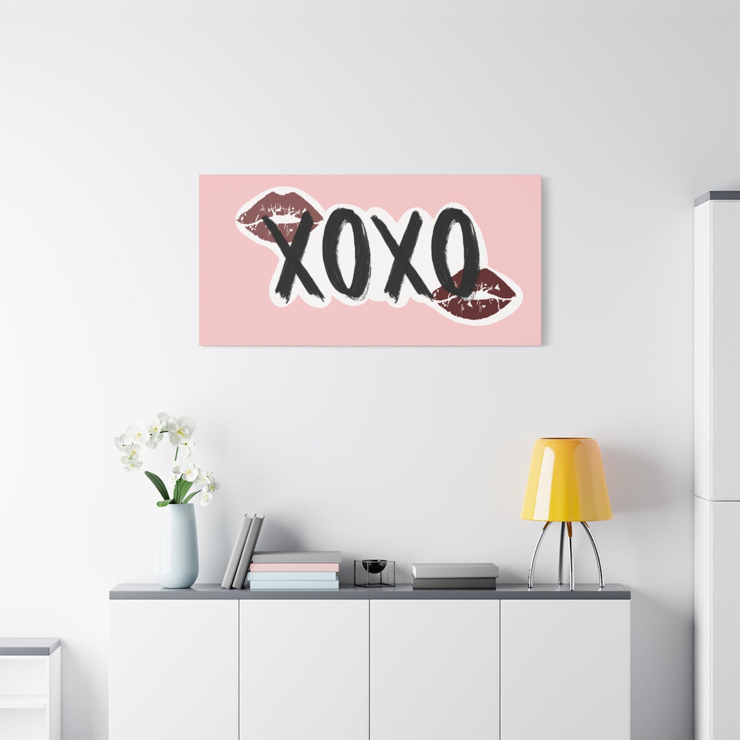 XOXO Kiss Wall Canvas — Pink Romantic Home Décor for Valentine’s Day