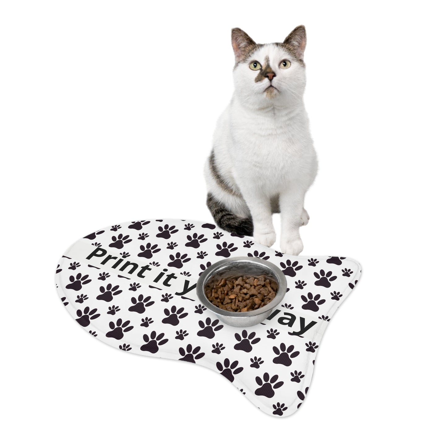 Paw Print Pet Feeding Mat — Customizable Non-Slip Placemat for Dogs & Cats