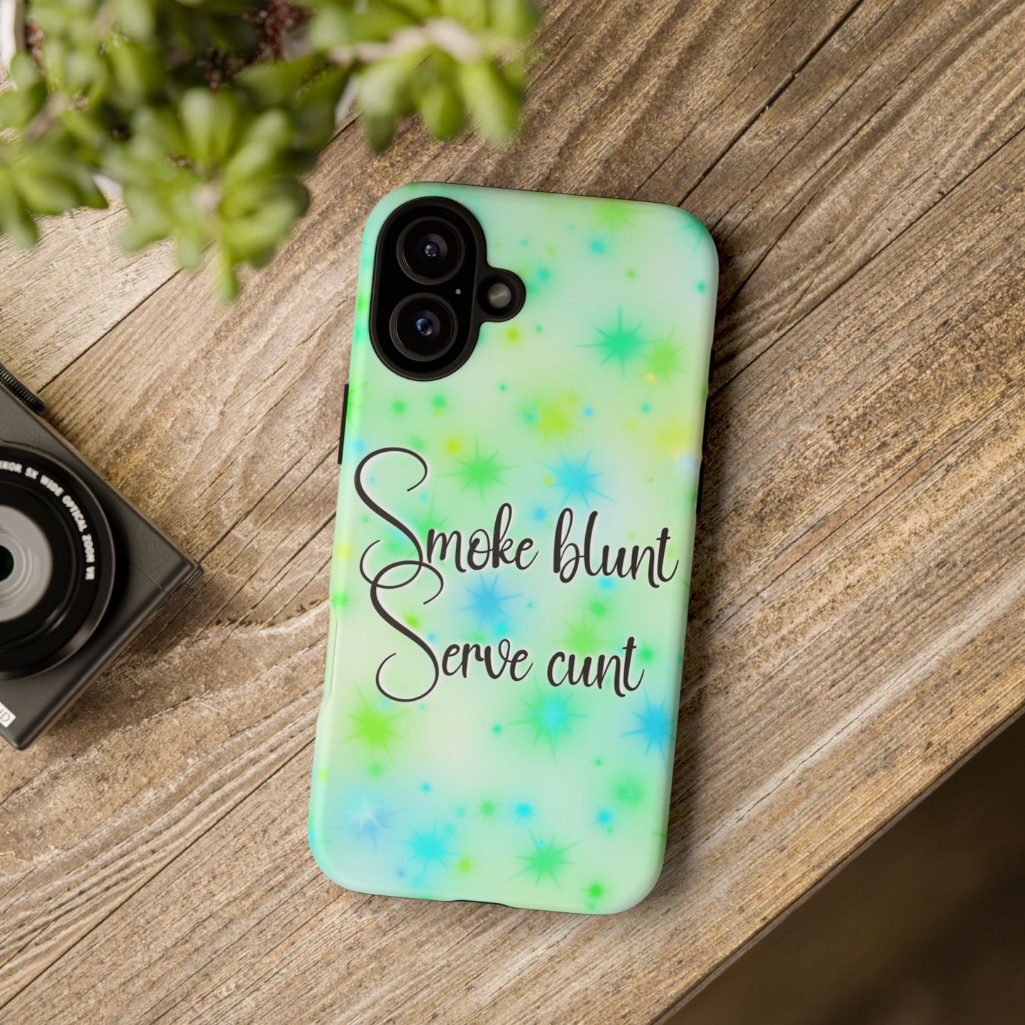 Phone Case — "Smoke blunt, Serve cunt" Green Starburst Tough Case