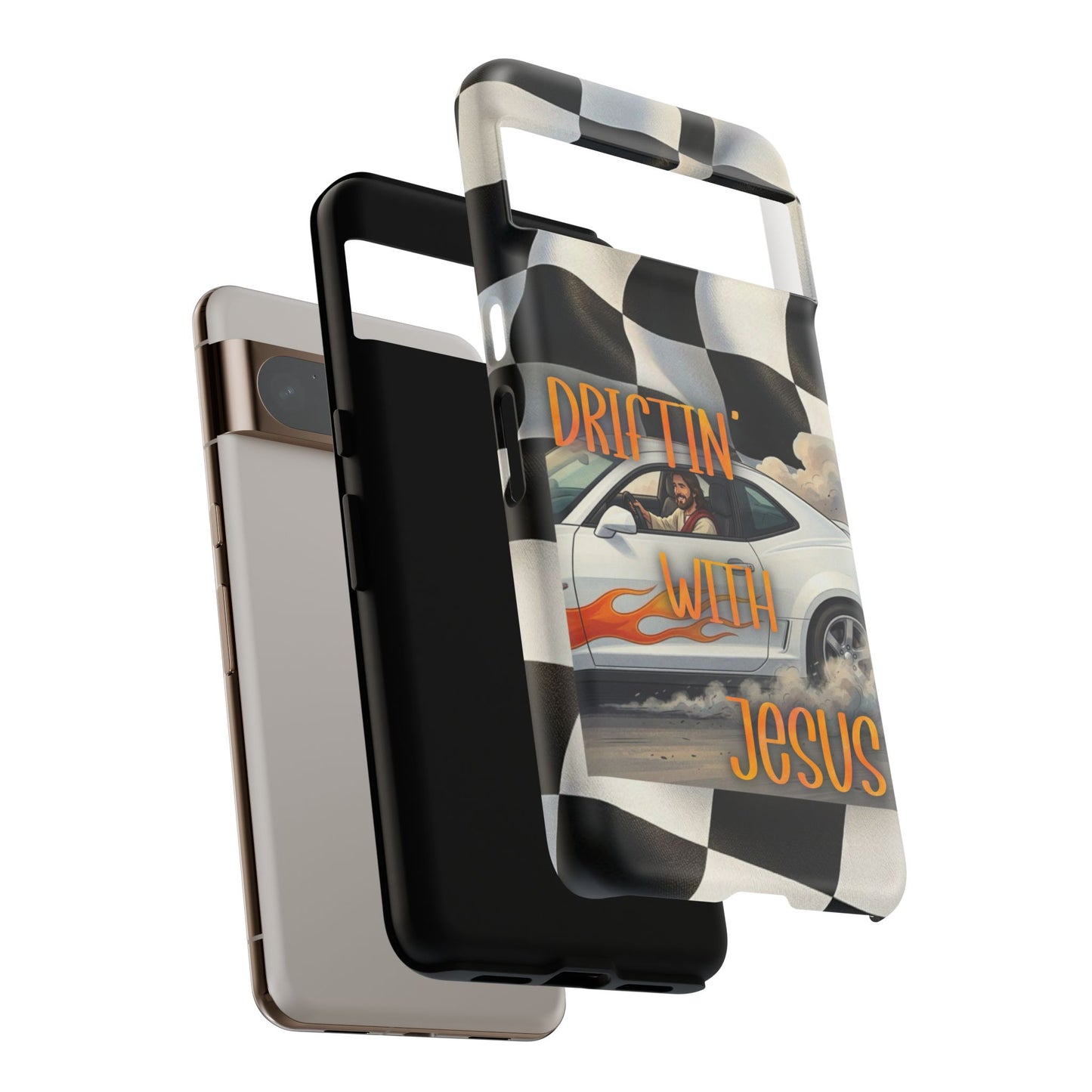 Phone Case — "Driftin' With Jesus" Racing Crosscheck Design - Samsung/ Google phones