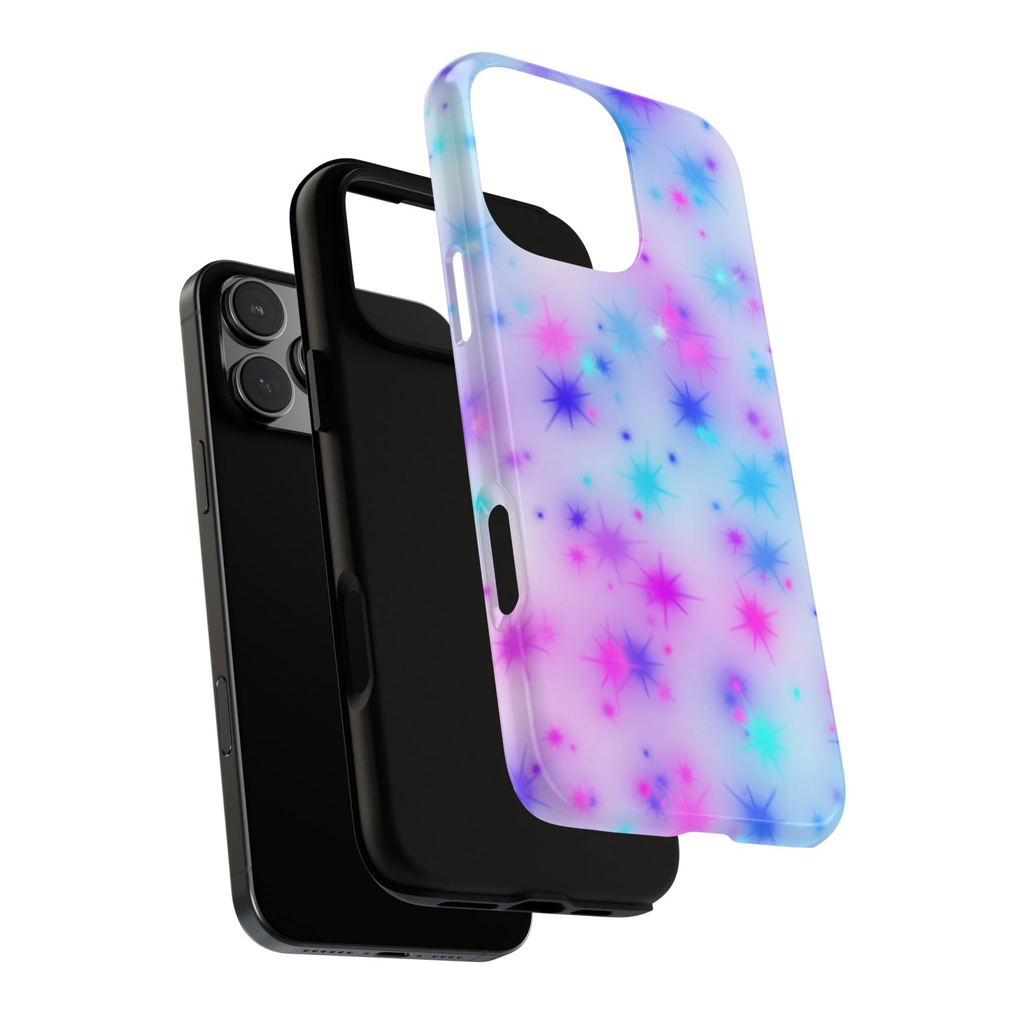 Galaxy Starburst Tough Phone Case — Pastel Pink & Blue Sparkle Protective Cover