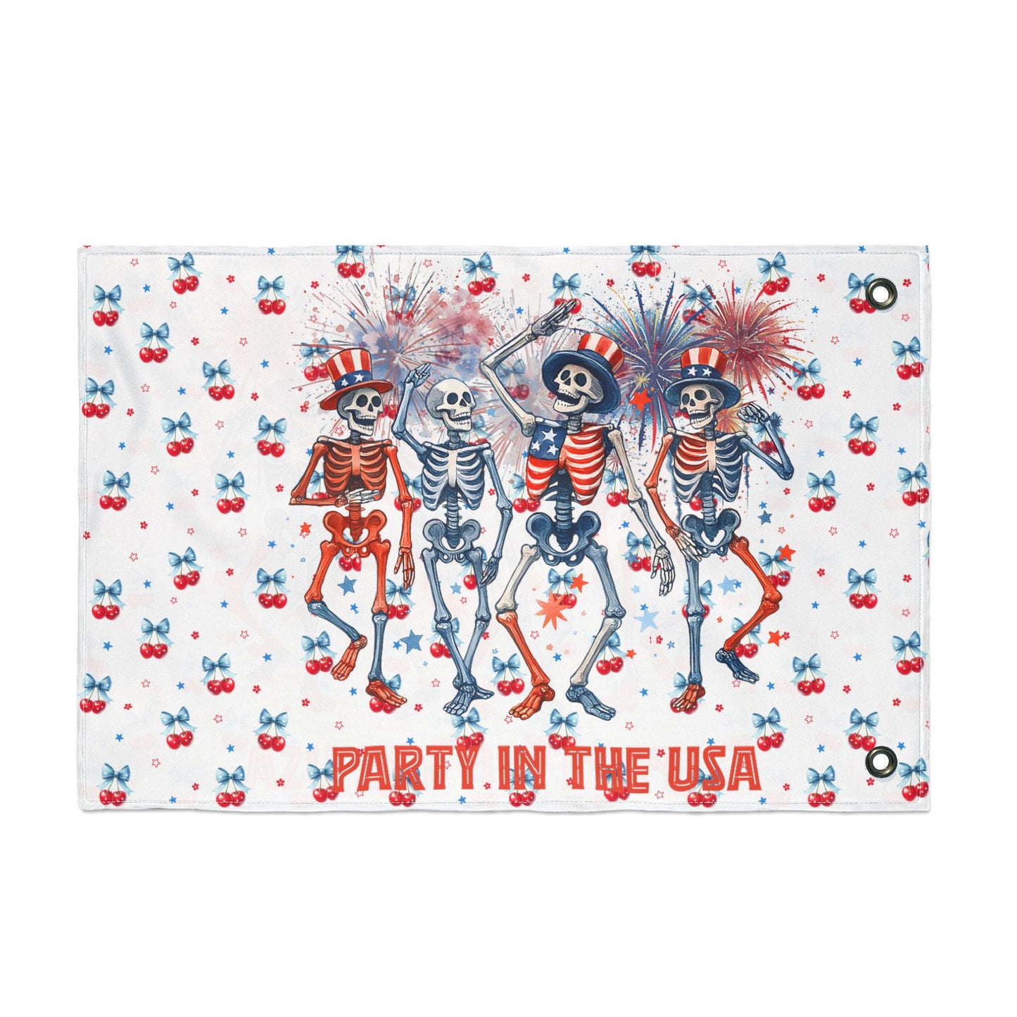 Party in the USA Skeletons Double-Sided Flag — 4th of July Patriotic Decor