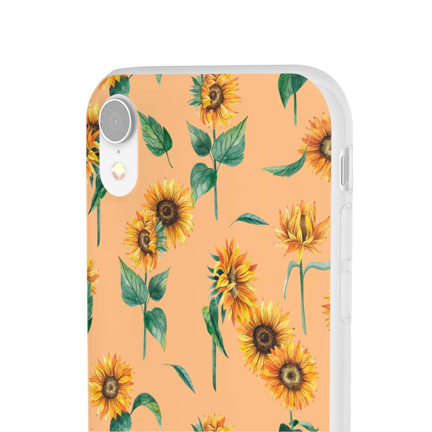 Sunflower Pattern Flexi Case — Floral Phone Case on Peach Background