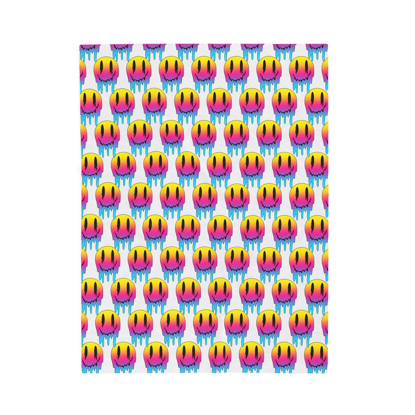 Velveteen Plush Blanket — Colorful Dripping Smiley Face Throw for Teens & Pop Art Lovers