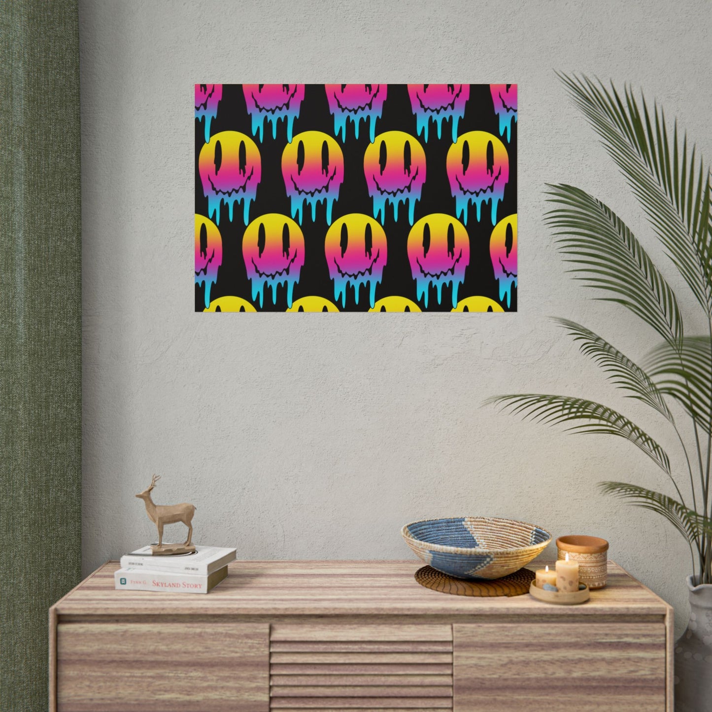 Neon Drip Smiley Poster