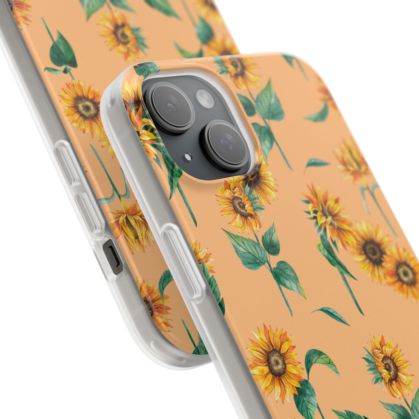 Sunflower Pattern Flexi Case — Floral Phone Case on Peach Background