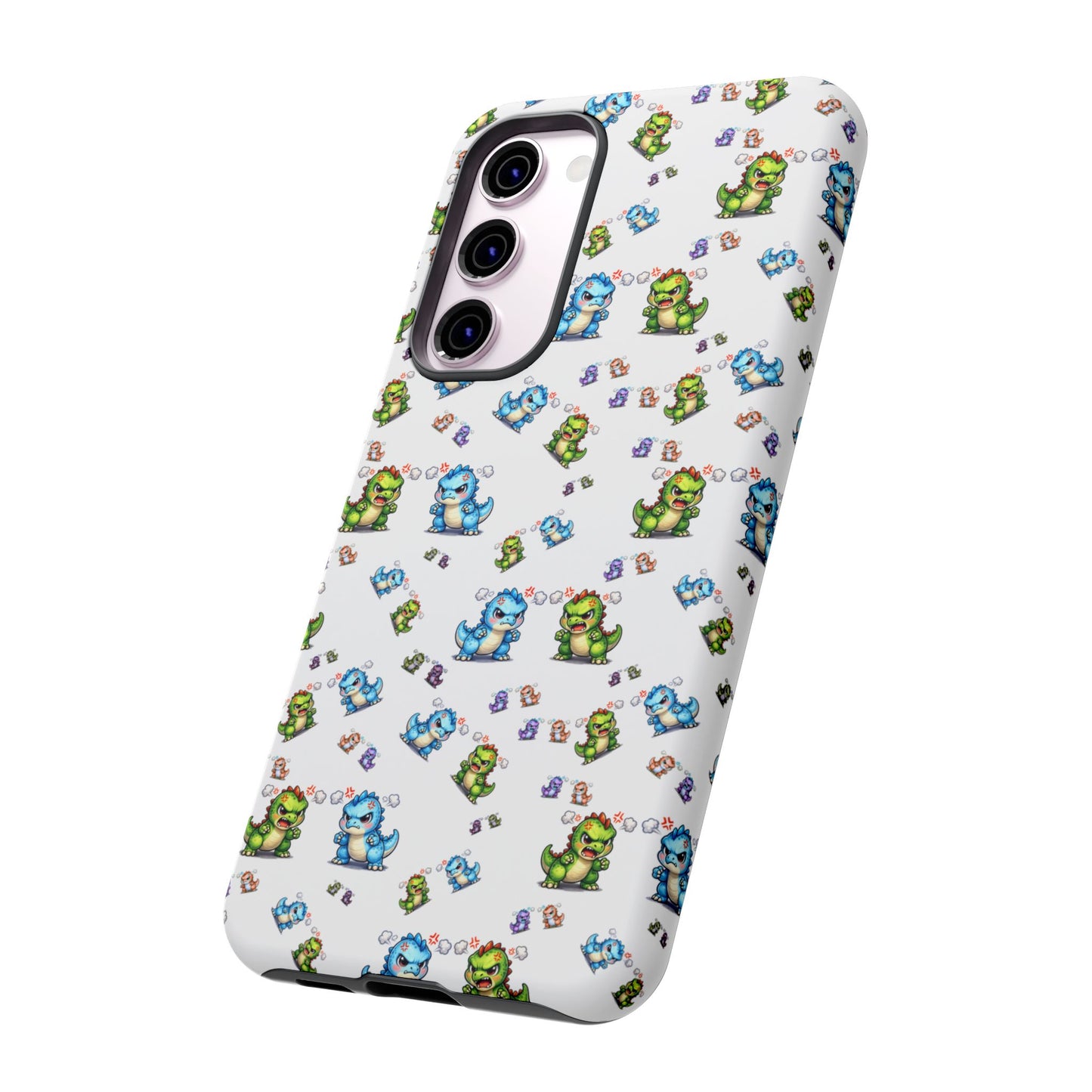 Cute Dino Pattern Phone Case — Playful Cartoon Dinosaur Tough Phone Cover