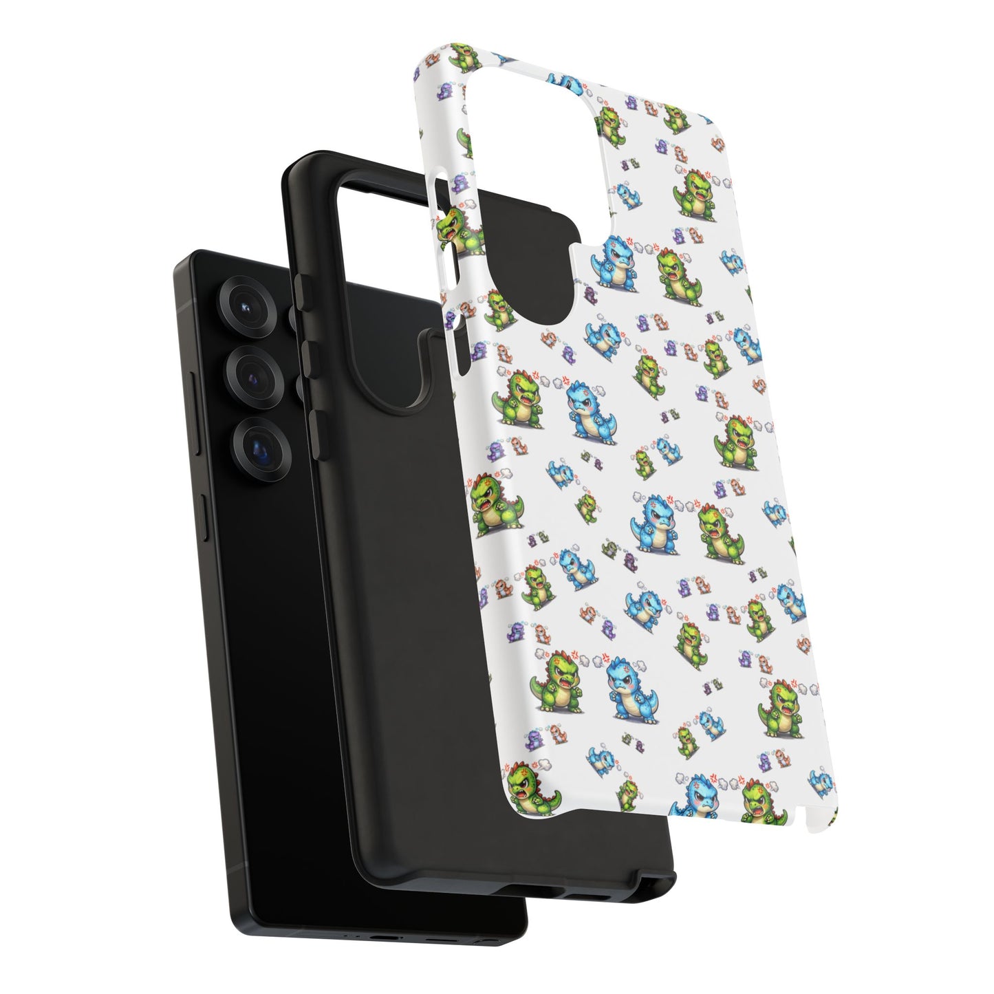 Cute Dino Pattern Phone Case — Playful Cartoon Dinosaur Tough Phone Cover