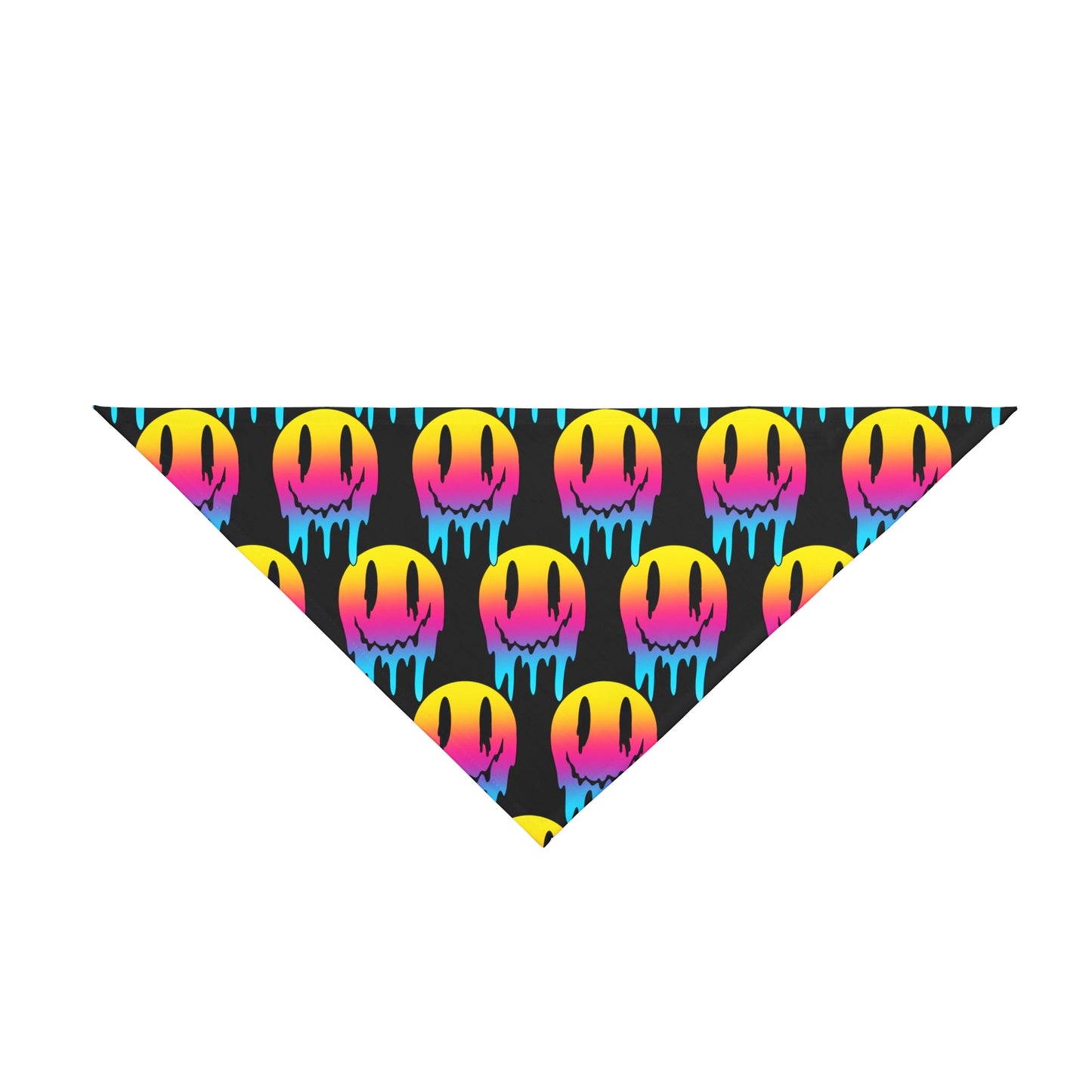 Pet Bandana — Neon Dripping Smiley Pattern