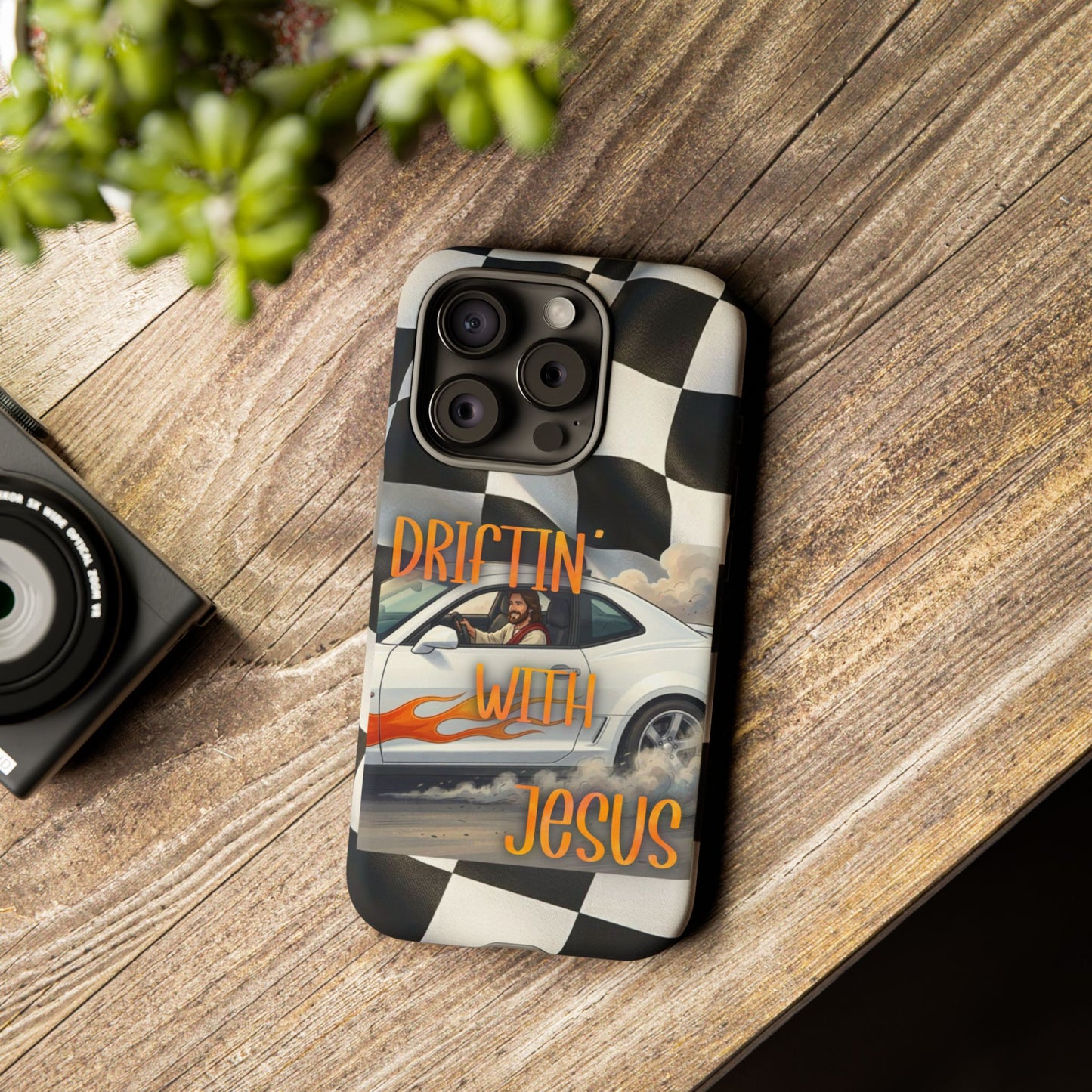 Phone Case — "Driftin' with Jesus" Racing Flag Design- iPhone