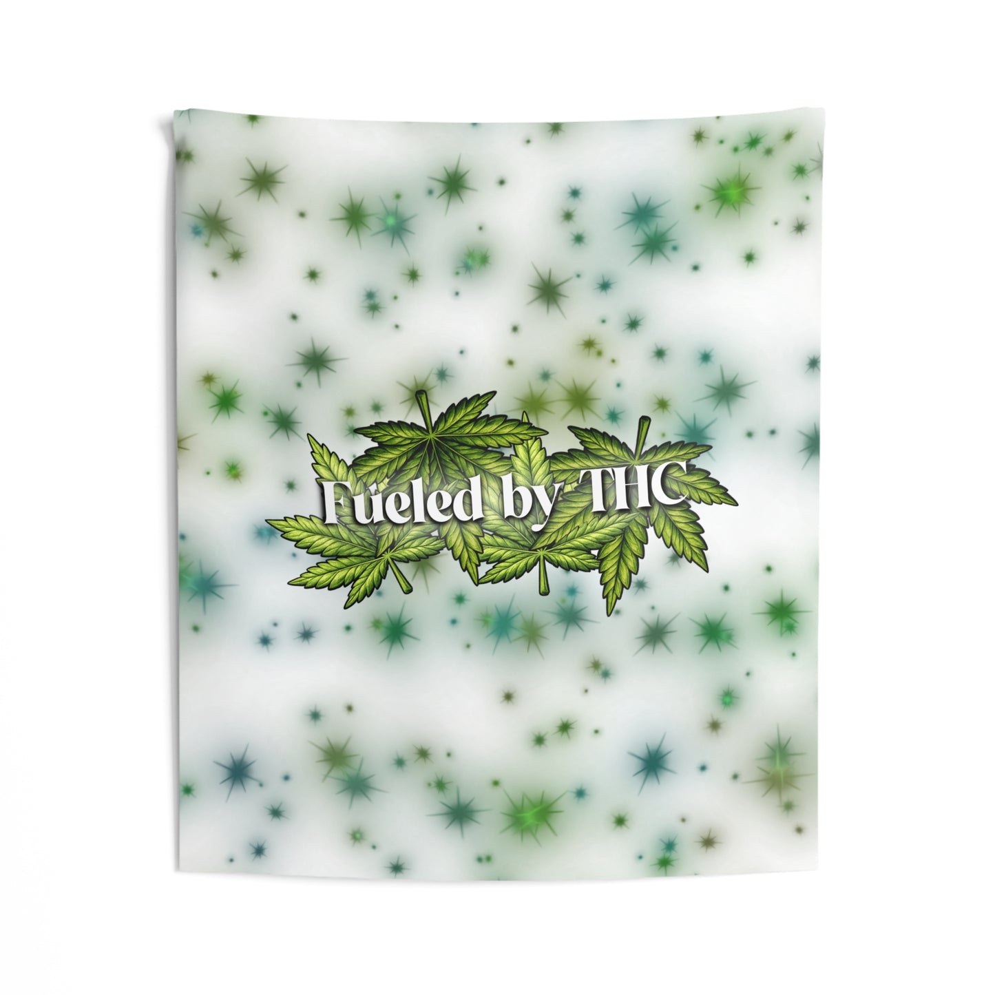 “Fueled by THC” Leaf Wall Tapestry – Cannabis Decor for Dorms & Living Rooms
