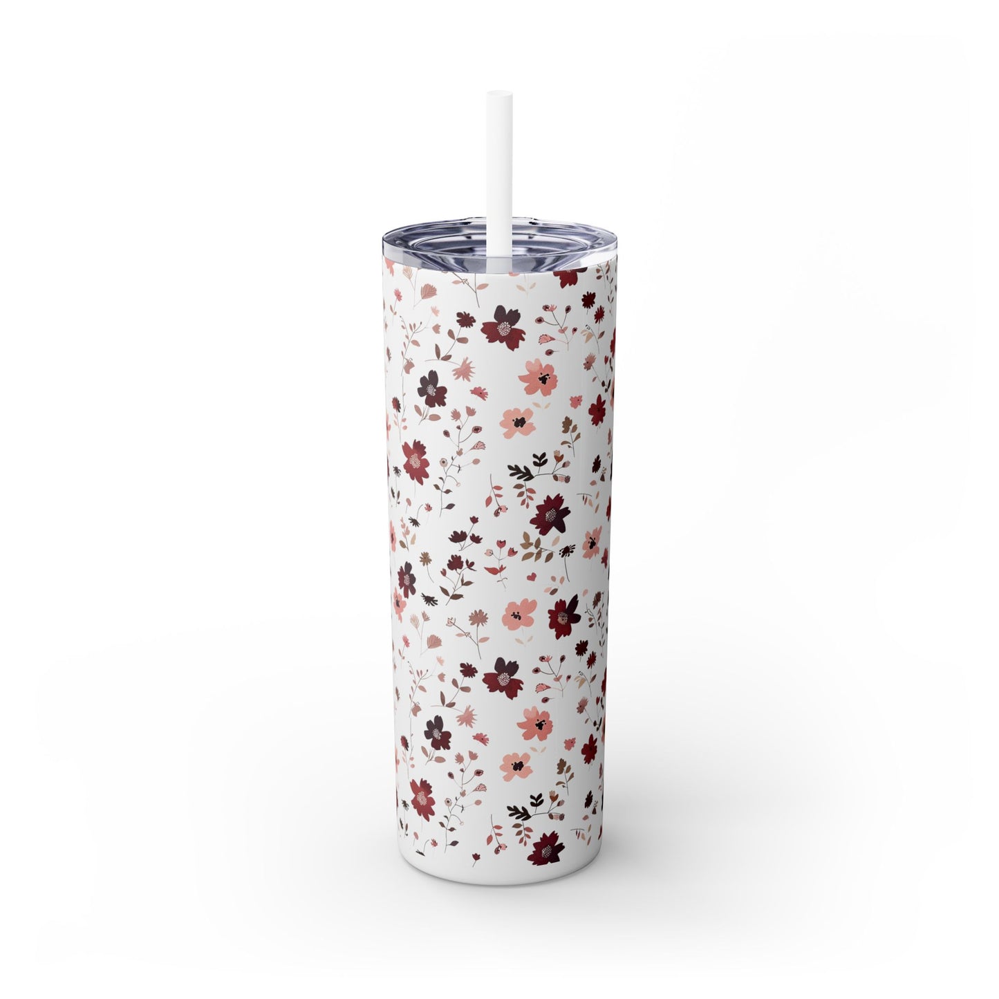 Floral Skinny Tumbler 20oz – Pink Blossom Straw Cup
