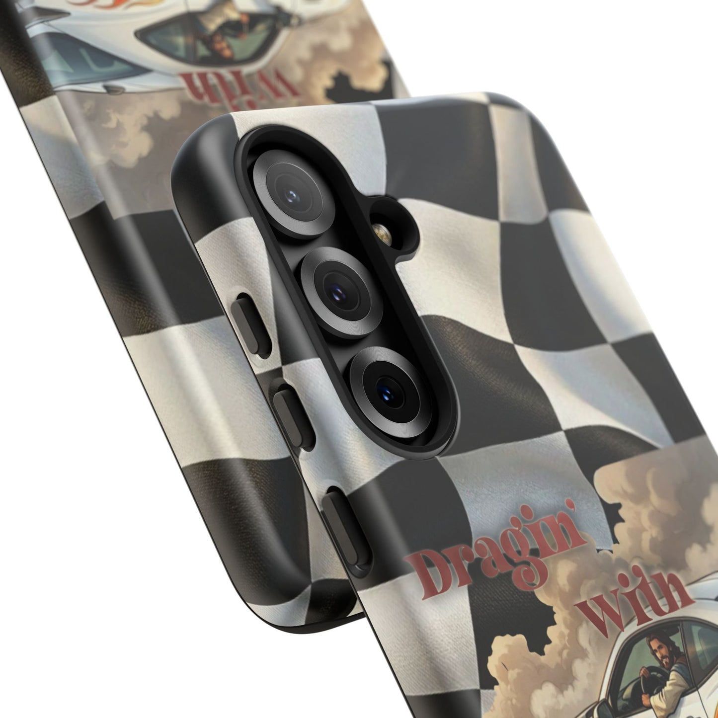 Phone Case — "Dragin' With Jesus" Racing Checkered flag - Samsung / Google phones