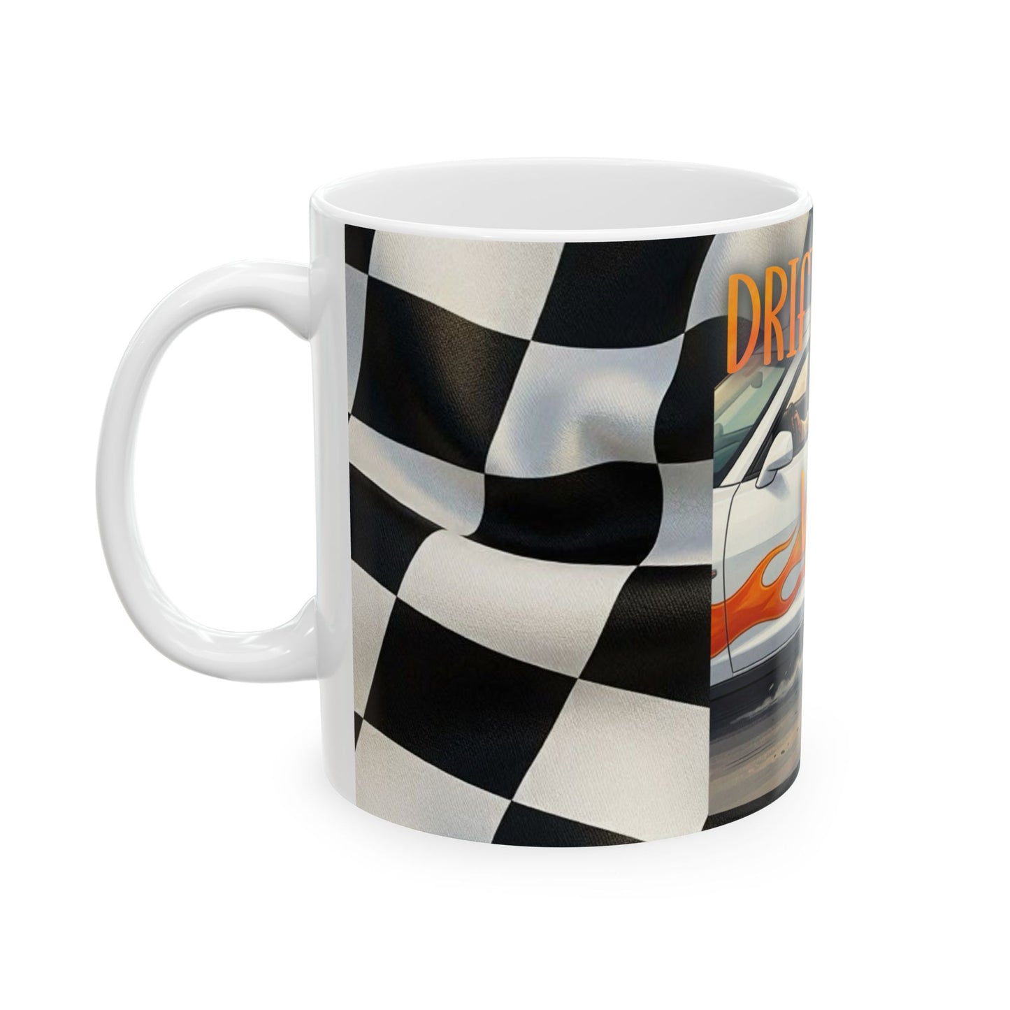 Driftin' With Jesus Ceramic Mug — Christian Racing Coffee Cup (11oz, 15oz)