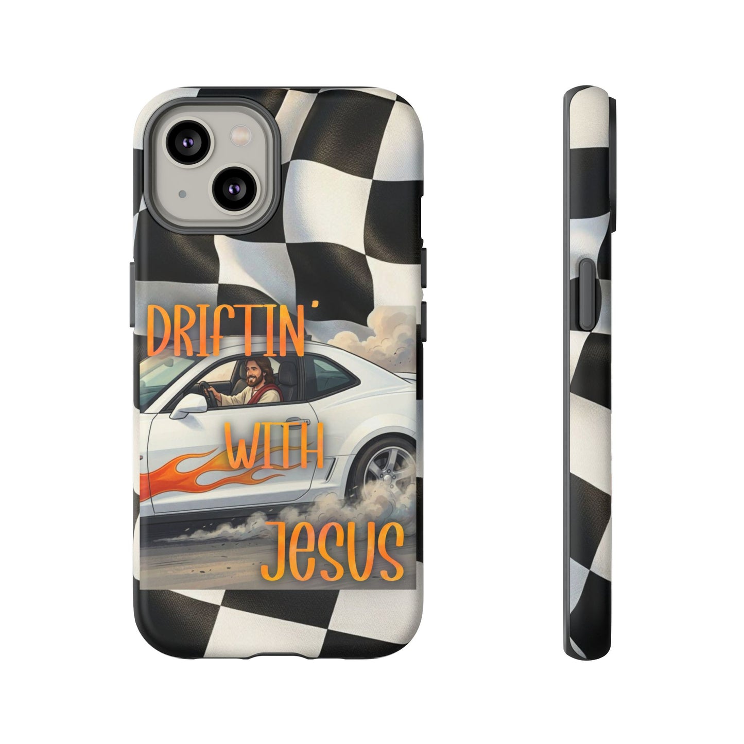 Phone Case — "Driftin' with Jesus" Racing Flag Design- iPhone