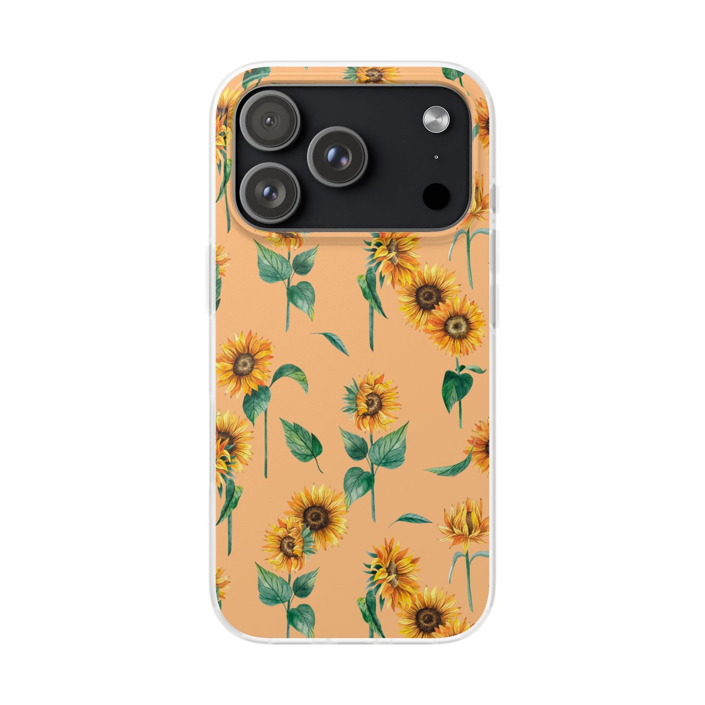 Sunflower Pattern Flexi Case — Floral Phone Case on Peach Background