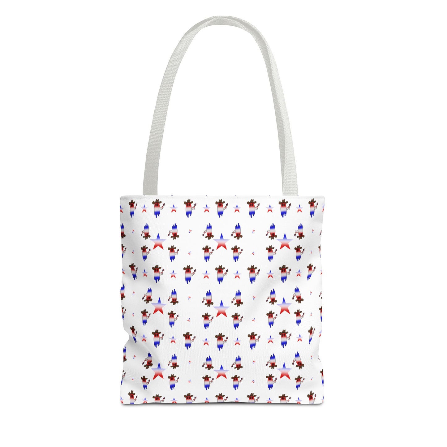 Patriotic Ghost Pattern Tote Bag – Red White Blue All-Over Print