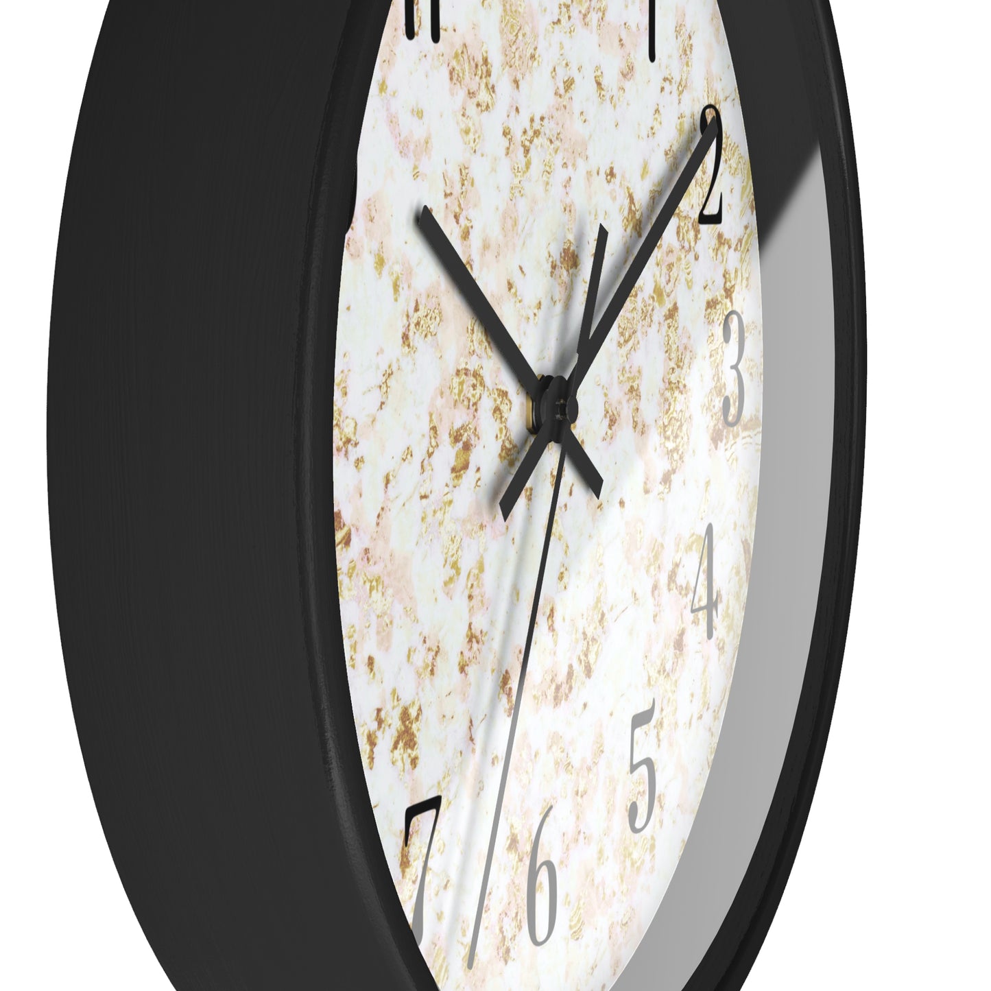 Marble Texture Wall Clock — Modern Gold & White Decorative Clock