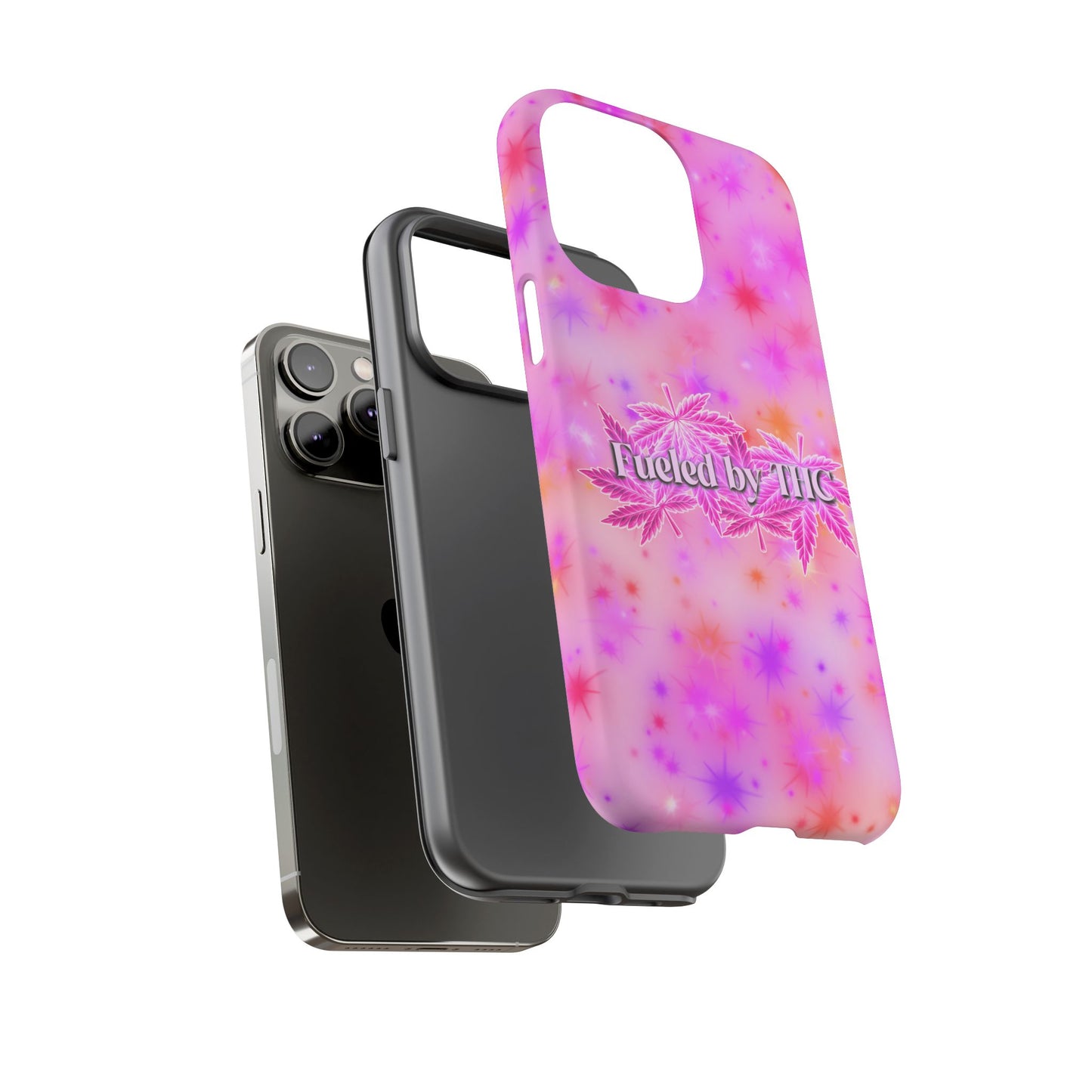 Fueled by THC Phone Case — Pink Cannabis Leaf Protective Case