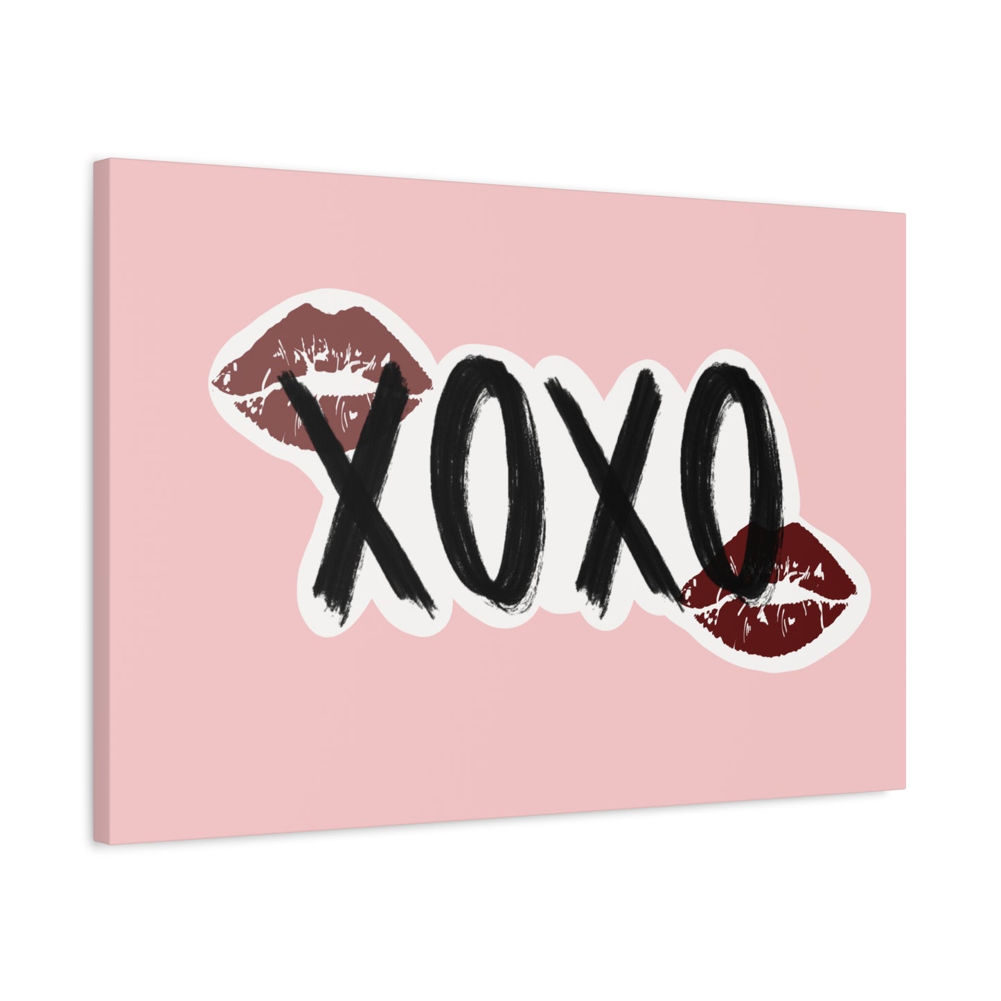 XOXO Kiss Wall Canvas — Pink Romantic Home Décor for Valentine’s Day