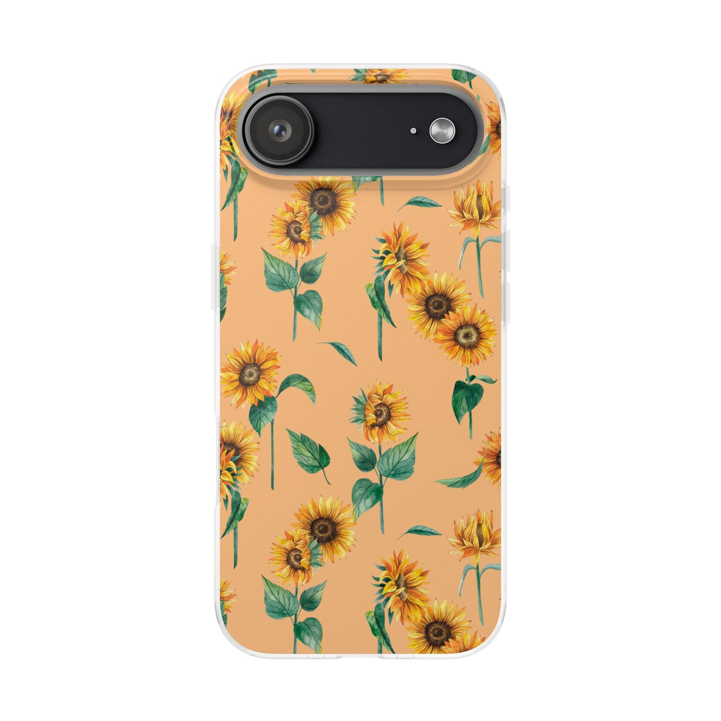Sunflower Pattern Flexi Case — Floral Phone Case on Peach Background
