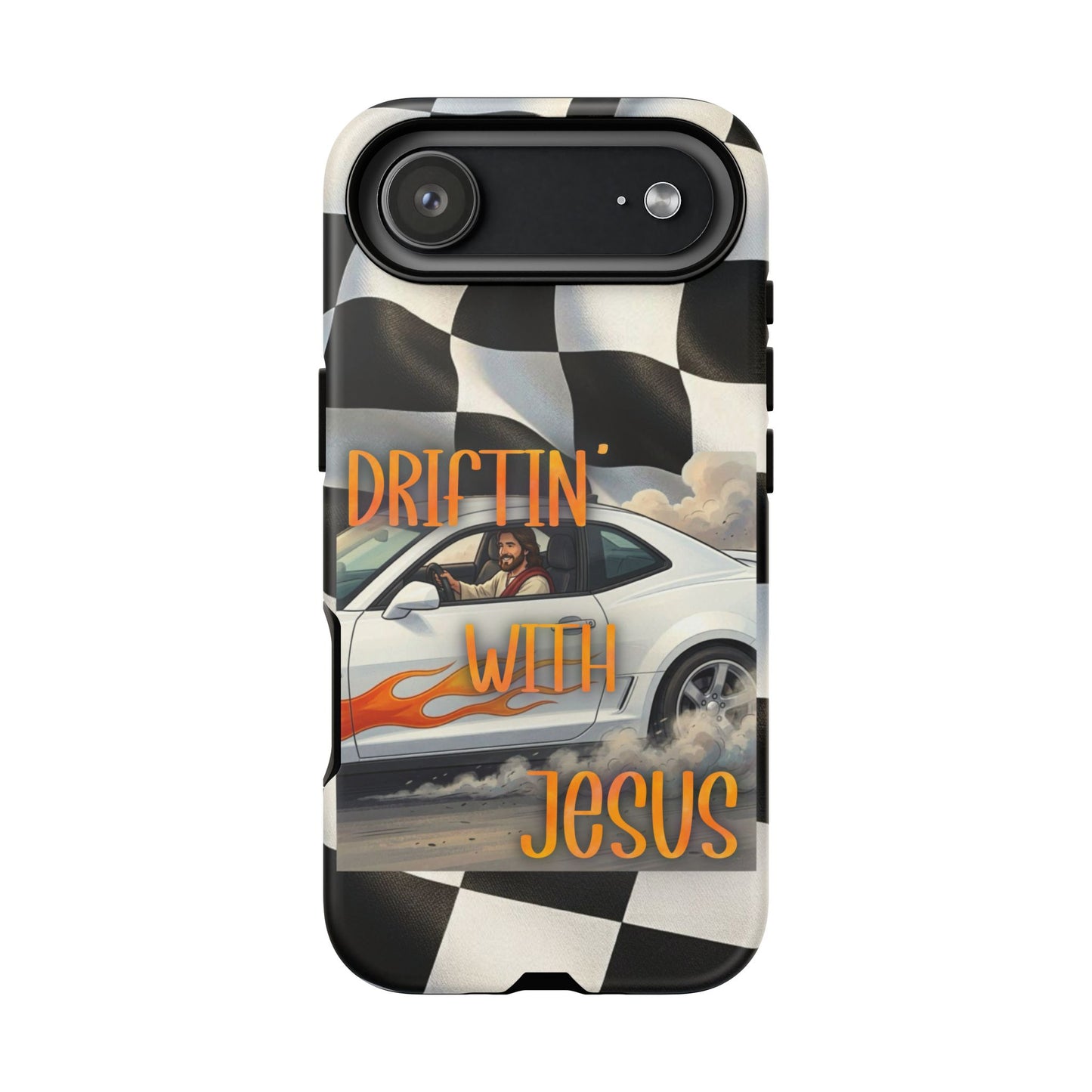 Phone Case — "Driftin' with Jesus" Racing Flag Design- iPhone
