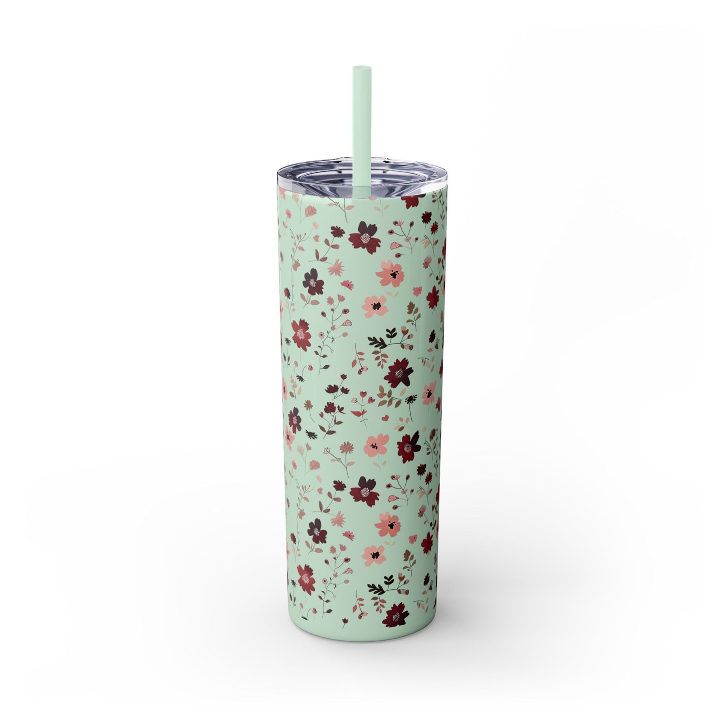 Floral Skinny Tumbler 20oz – Pink Blossom Straw Cup