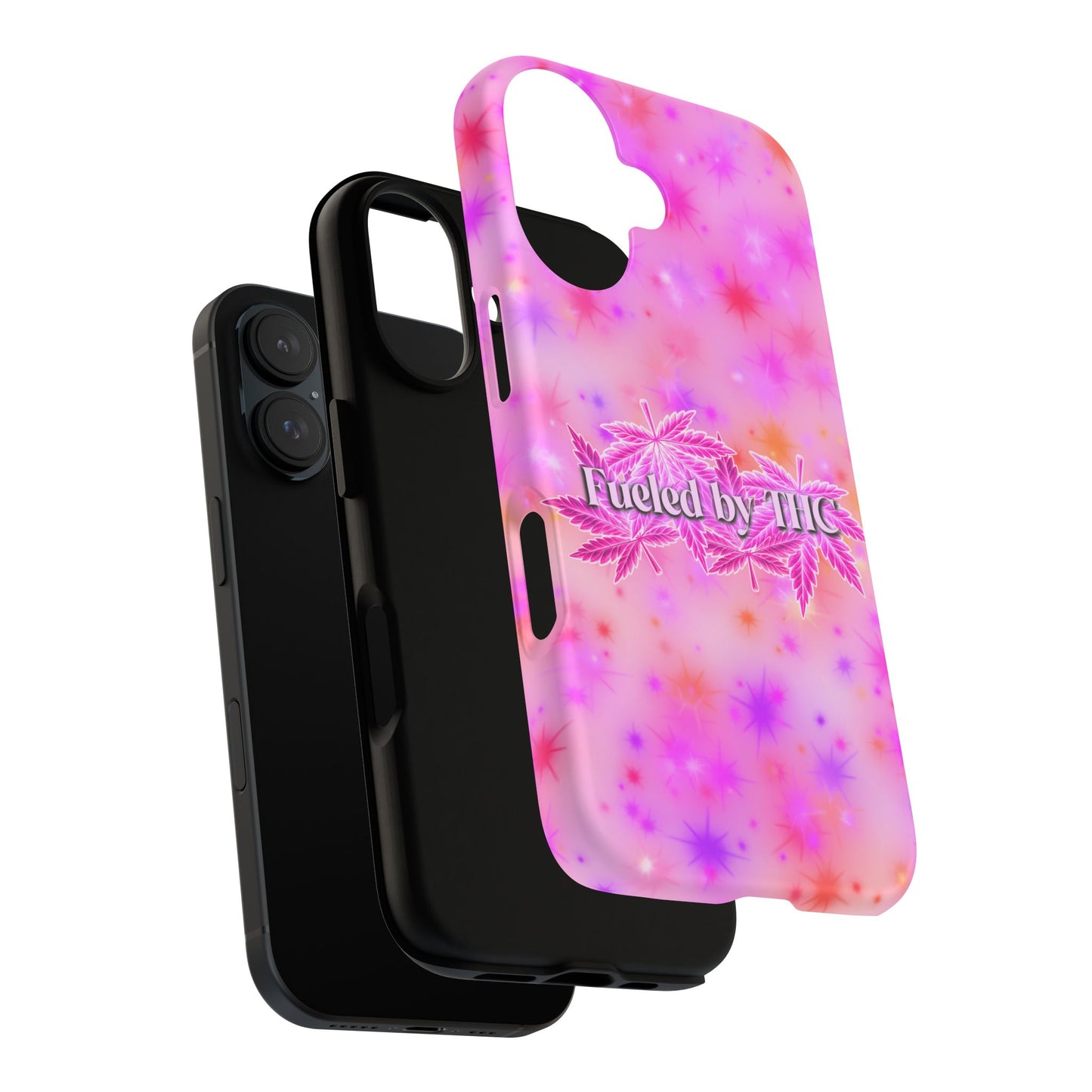 Fueled by THC Phone Case — Pink Cannabis Leaf Protective Case