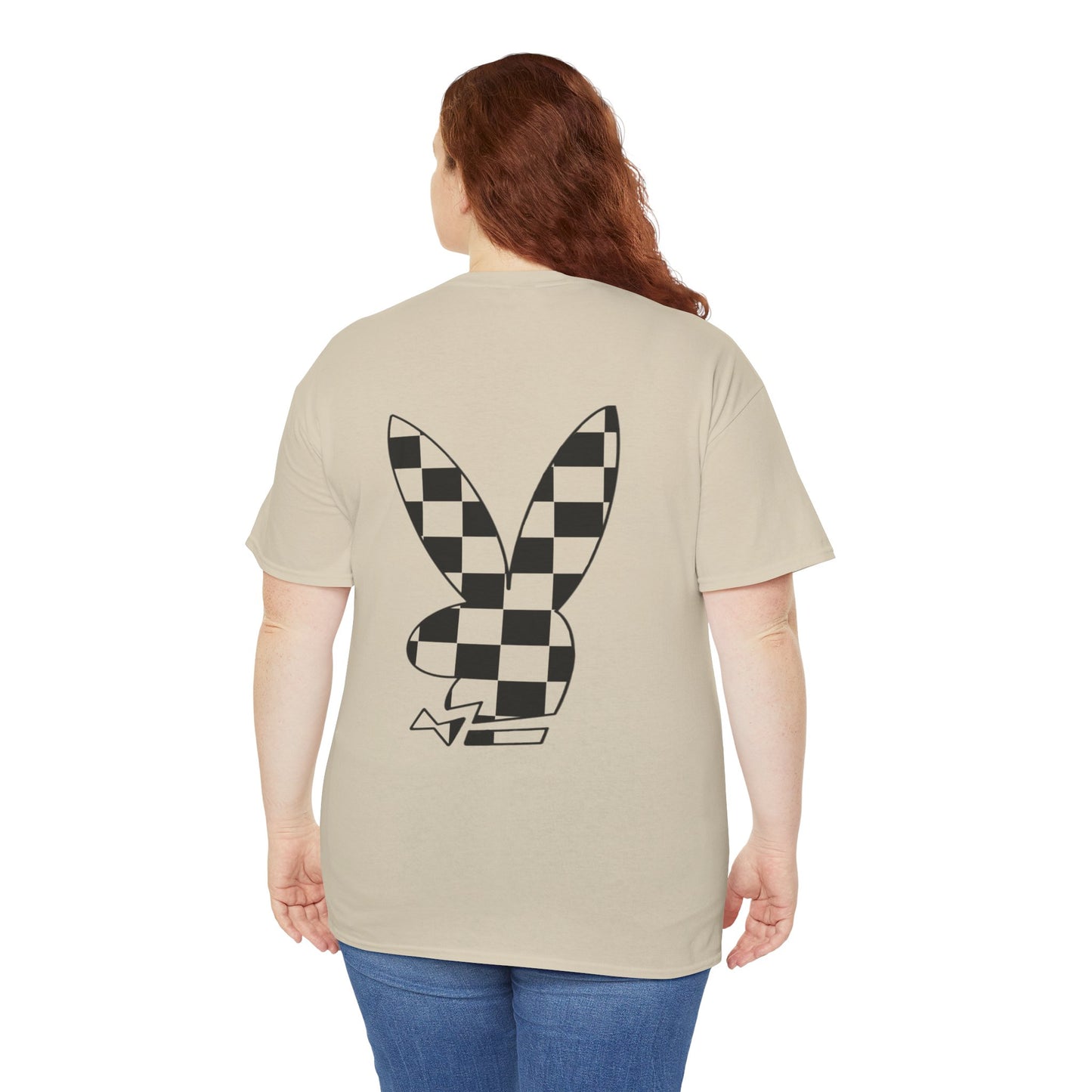 Checkerboard Bunny Tee — Retro Skate-Inspired Graphic T-Shirt