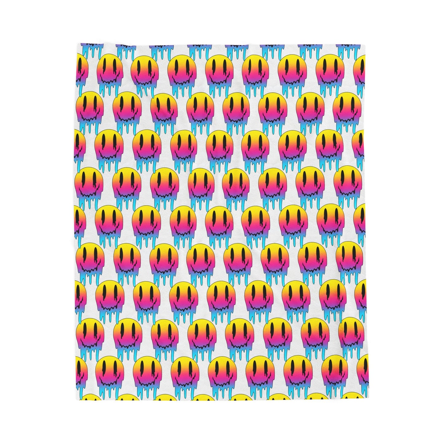 Velveteen Plush Blanket — Colorful Dripping Smiley Face Throw for Teens & Pop Art Lovers