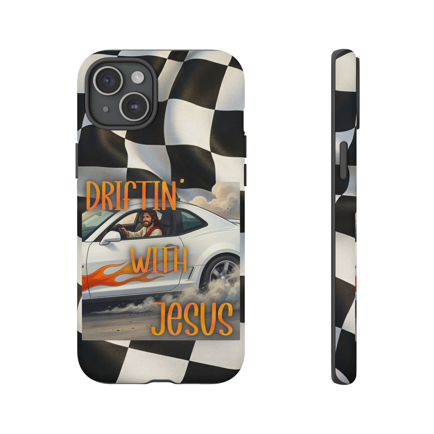 Phone Case — "Driftin' with Jesus" Racing Flag Design- iPhone